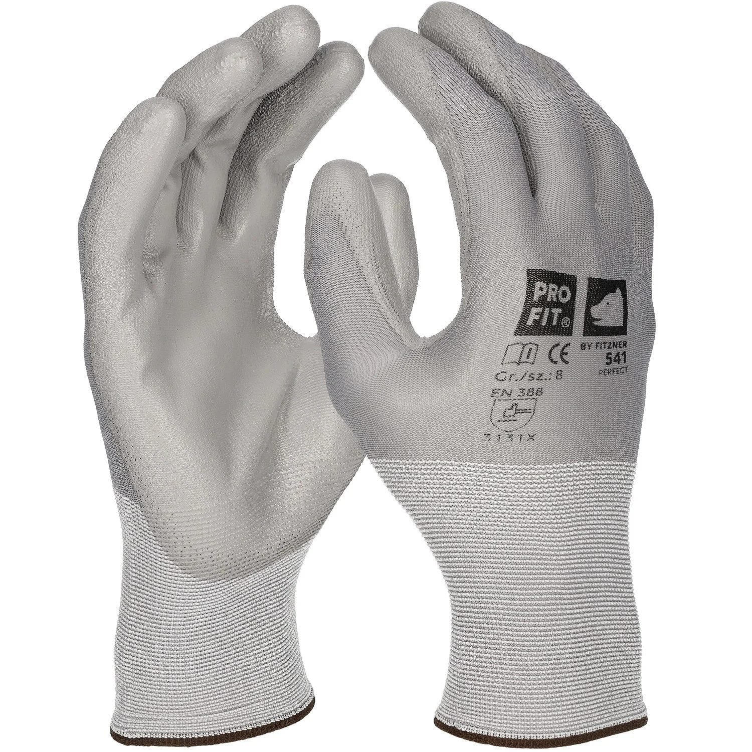 PRO FIT by Fitzner Arbeitshandschuhe PU Handschuh "Perfect",grau (12 Paar) Gr. 6–11