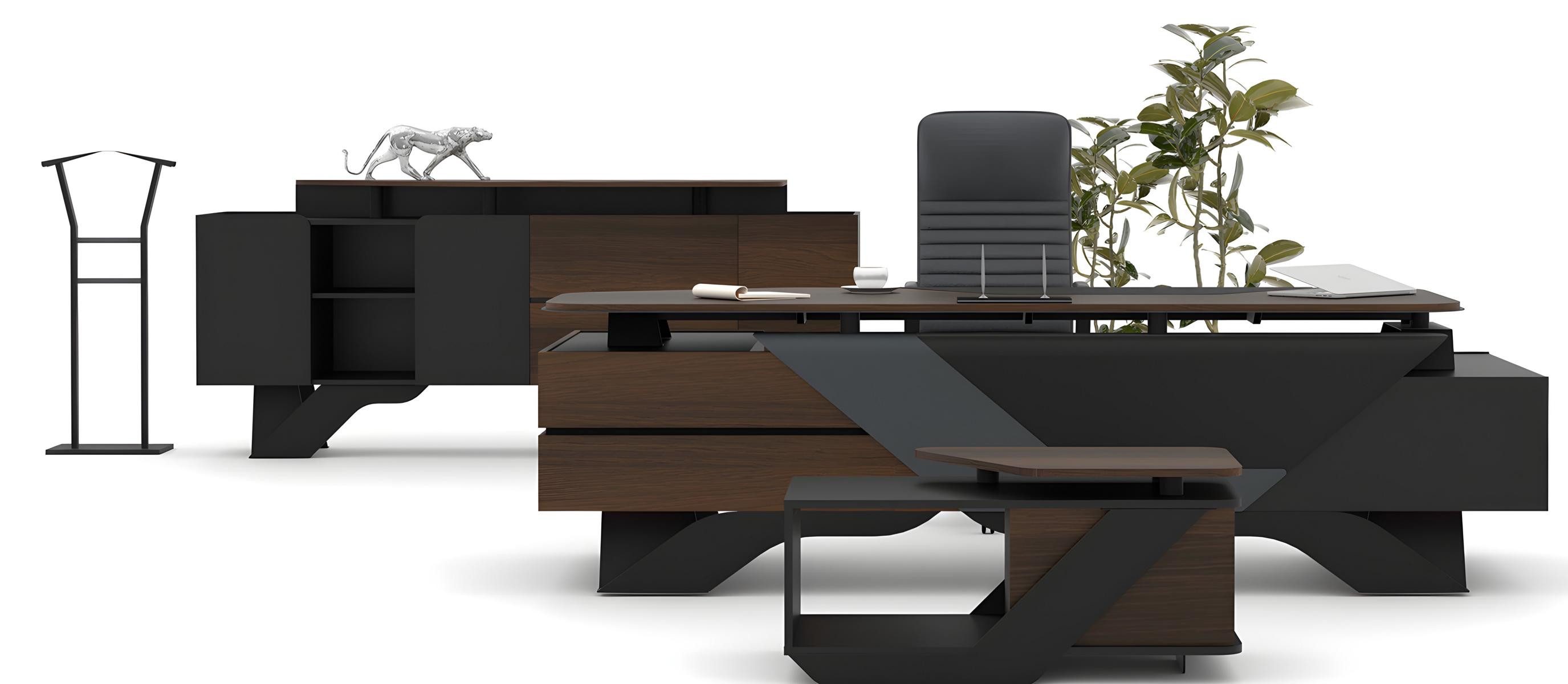 JVmoebel Büromöbel-Set JVMoebel Büro-Set in Braun: Eckschreibtisch, Konsole, Couchtisch