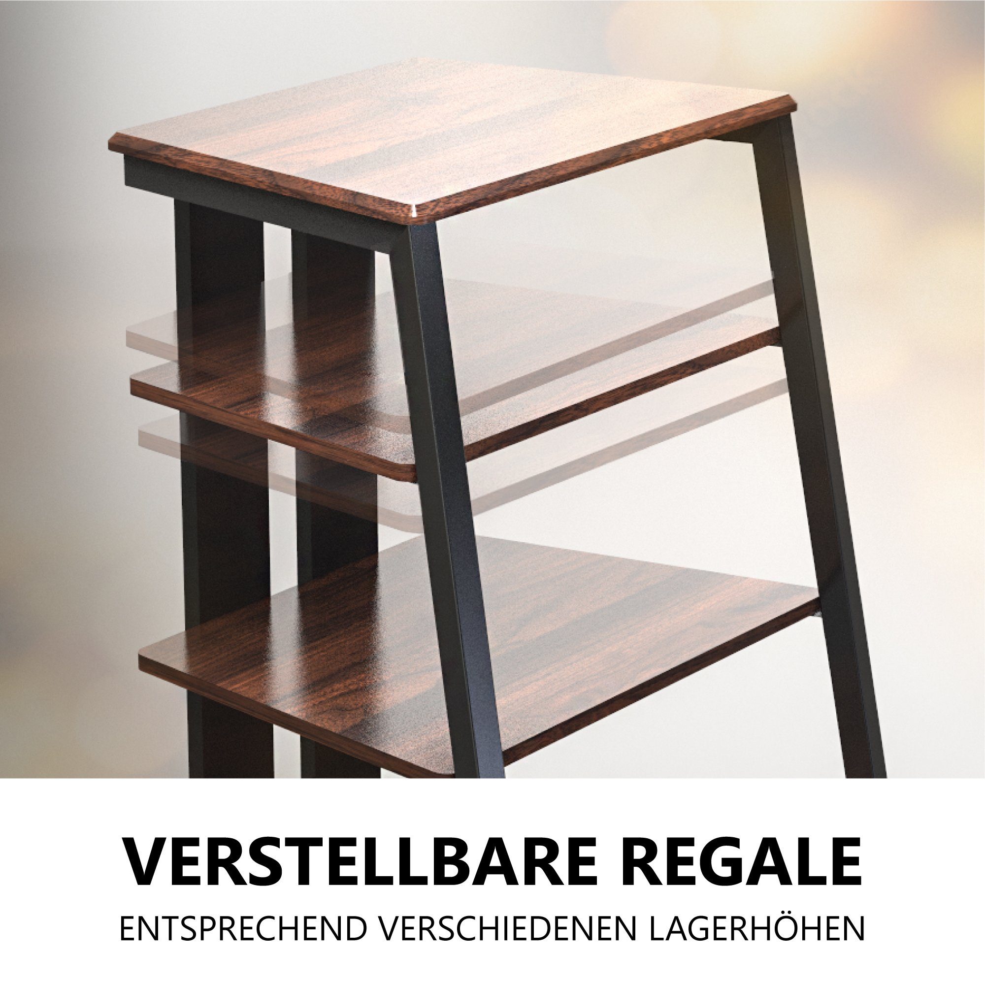 FITUEYES TV-Regal, HIFI Rack, höhenverstellbar, Plattenspieler Ständer