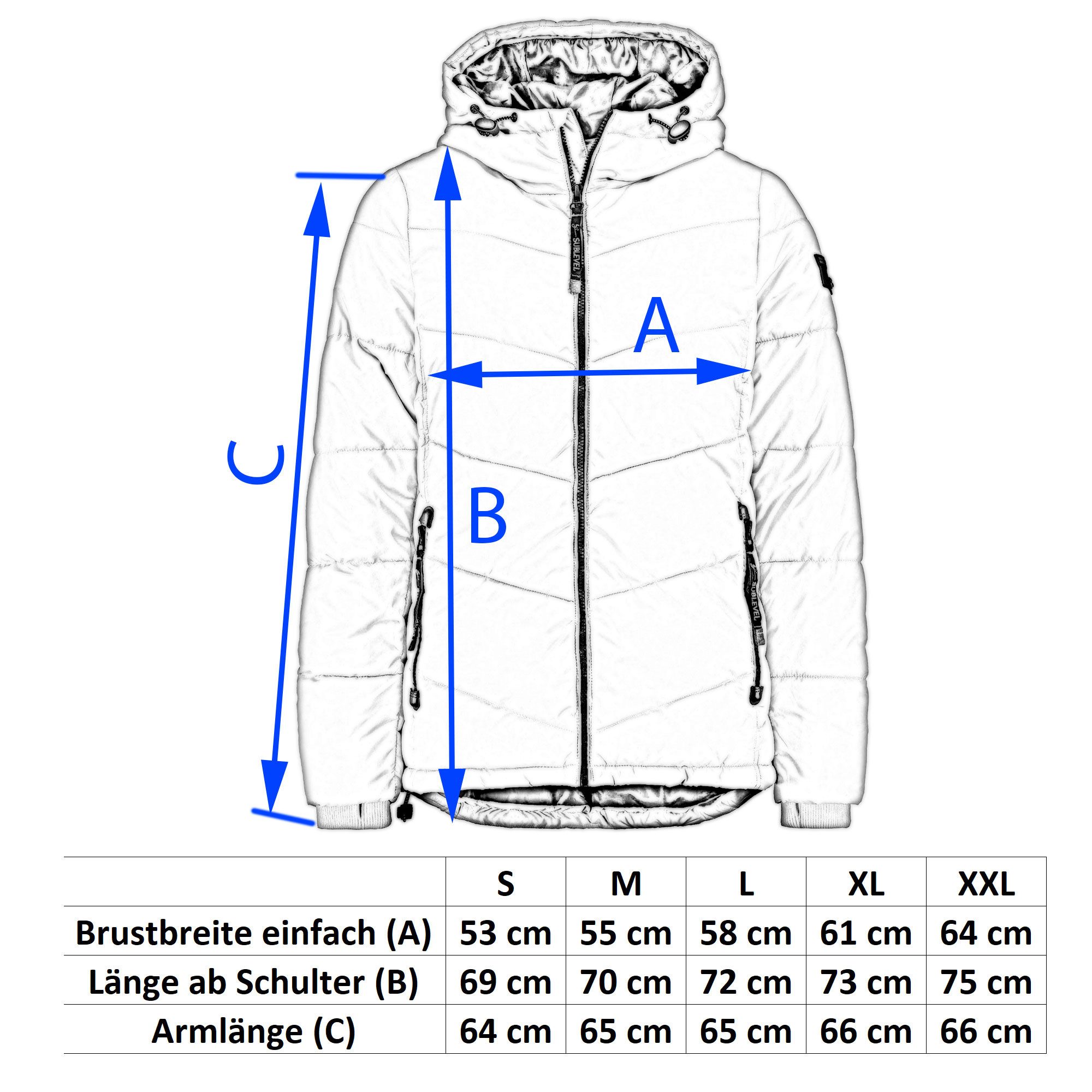 SUBLEVEL Steppjacke Damen mit Kapuze gefütterte Winter Jacke