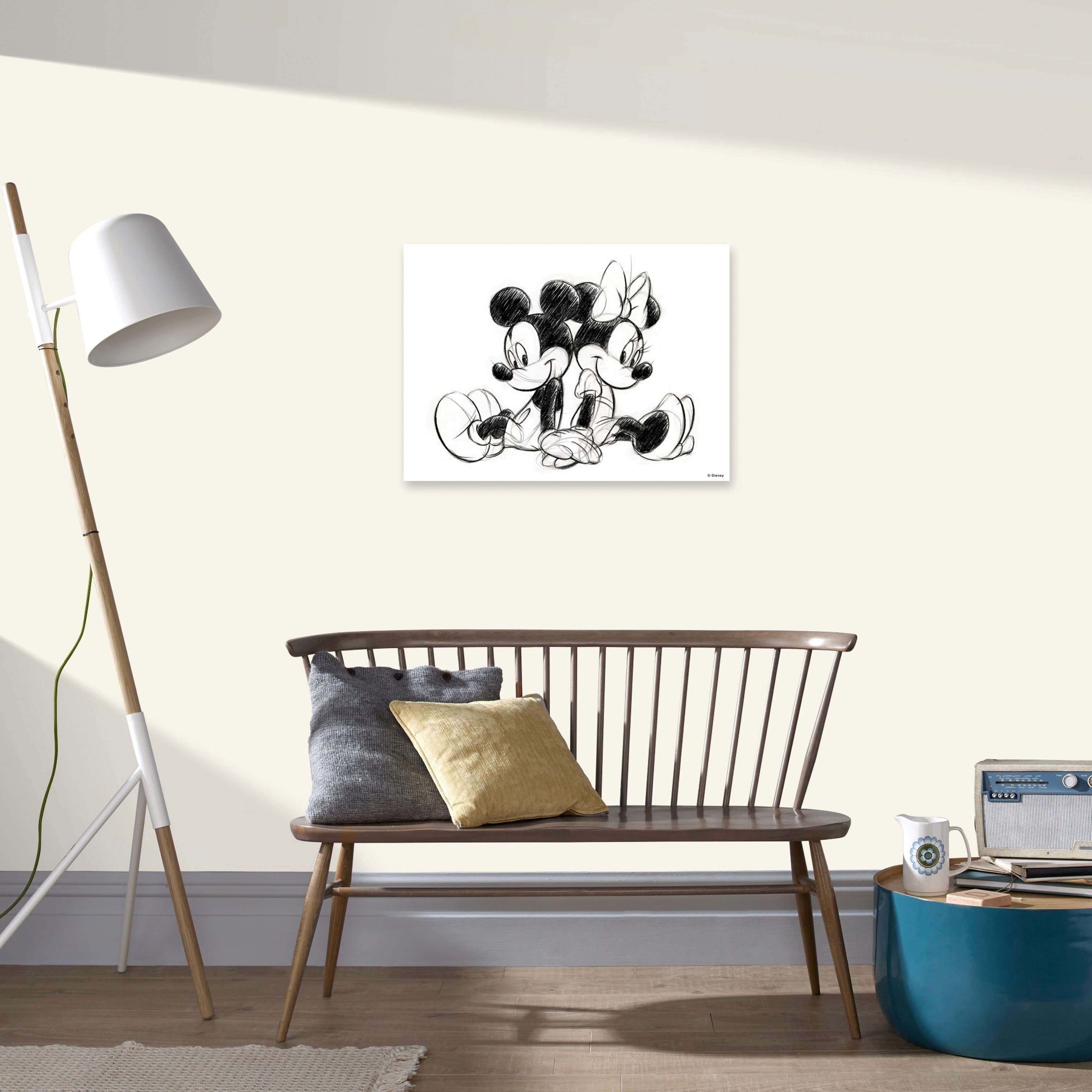 St) Sketch Minnie Mickey Sitting, Leinwandbild (1 Disney