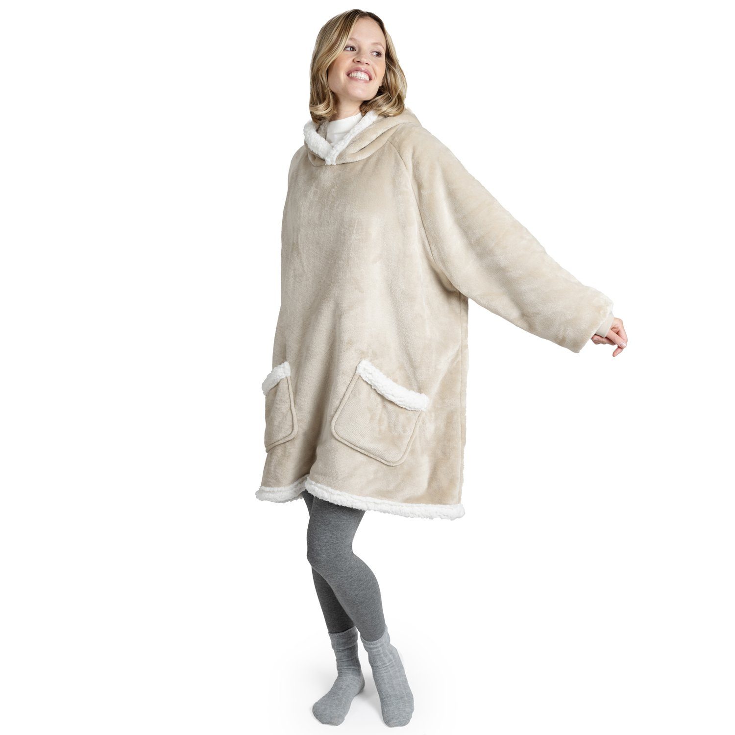 Blumtal Hoodie Ärmeldecke Unisex - flauschig mit Ärmeln - OEKO-TEX zertifiziert mit Ärmeln und Fußtasche