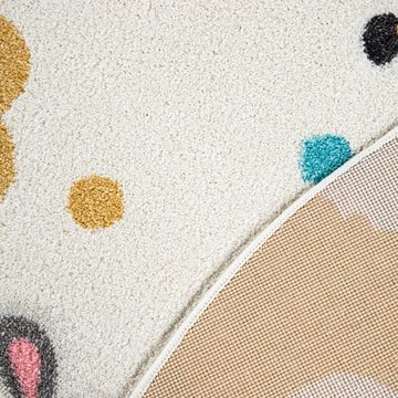 Kinderteppich Fino 331, Paco Home, rund, Höhe: 16 mm, 3D-Design, niedliches Tier Motiv, Pastell-Farben, Kinderzimmer