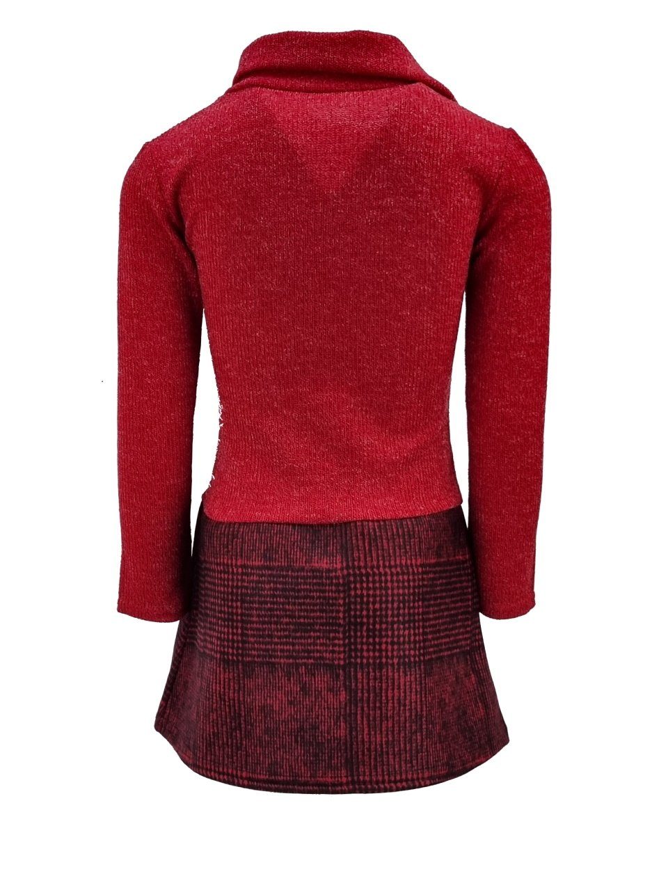 Girls Kleid Mädchen Fashion A-Linien-Kleid K36 Strickkleid Winterkleid Rot