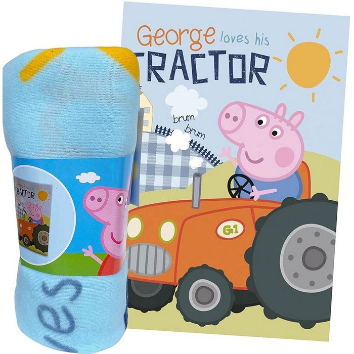 Kinderdecke Peppa Pig Wutz - Traktor - Kuschelige Decke Fleecedecke 100x140 Peppa Pig 100% Polyester