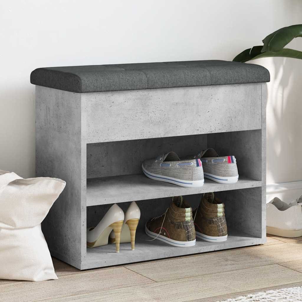 vidaXL Sitzbank Schuhbank Betongrau 62x32x50 cm Holzwerkstoff