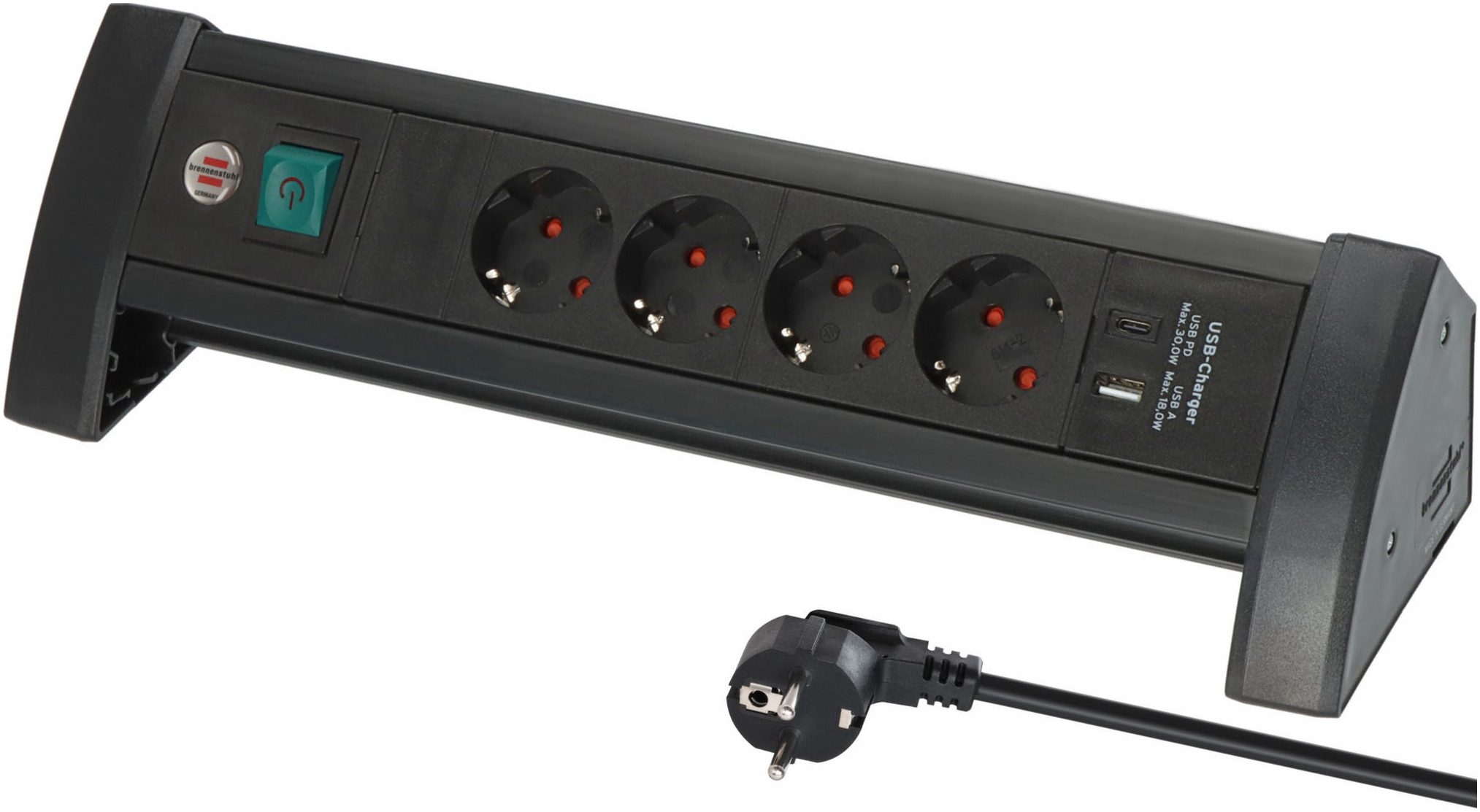 Brennenstuhl Premium Office-Line Steckdosenleiste 4-fach Steckdosenleiste (USB-Anschlüsse, Kabellänge 1,8 m)