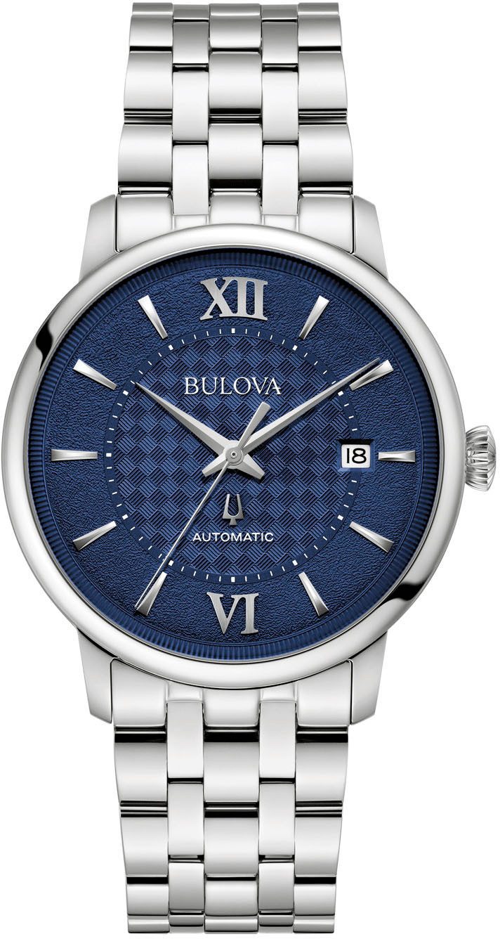 Bulova Automatikuhr 96B447, Armbanduhr, Herrenuhr, Mechanische Uhr, Edelstahlarmband, analog, Tag