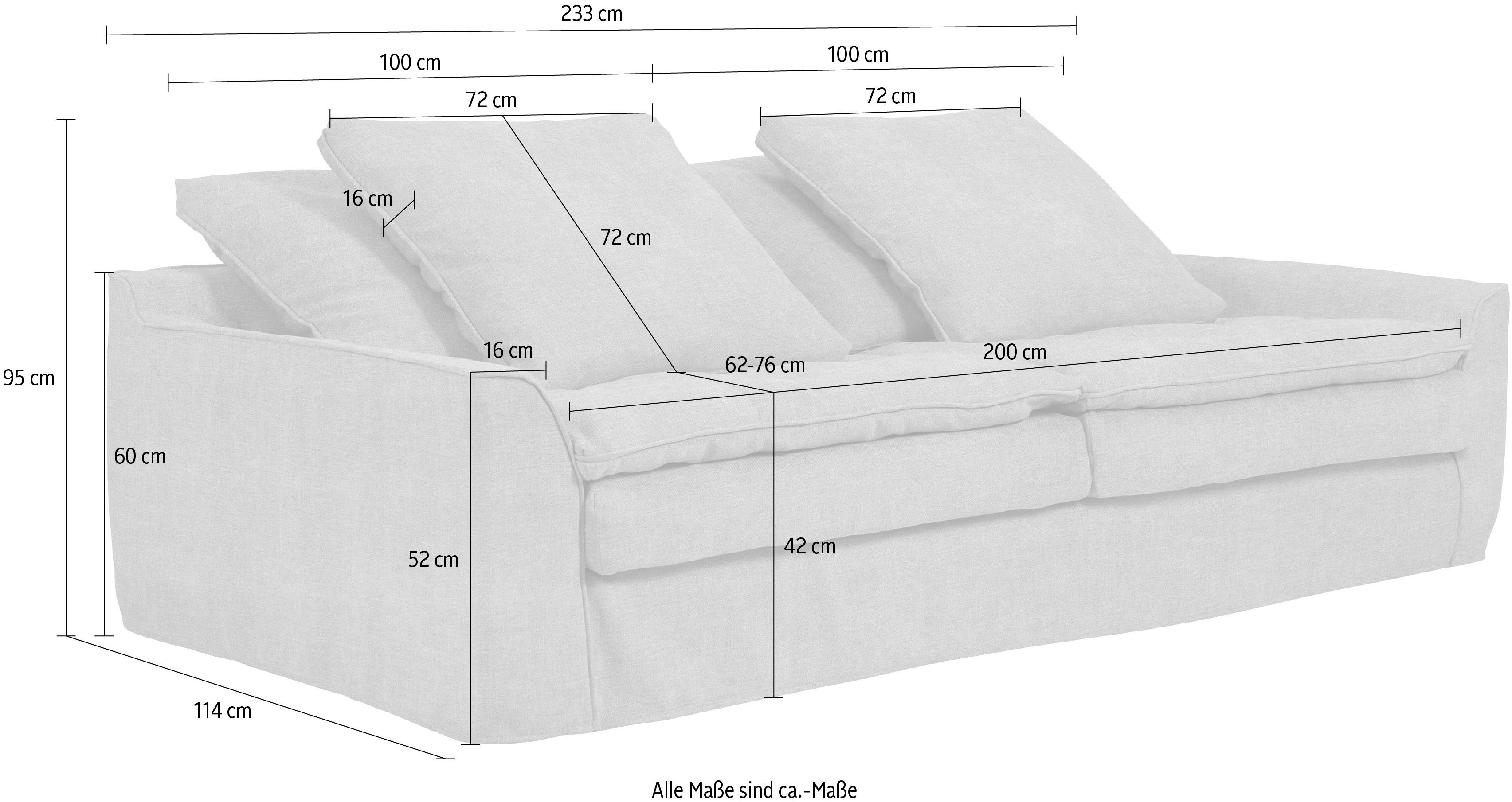 furninova Big-Sofa waschbarer abnehmbarer 4 und inklusive Hussenbezug Kissen, Sake