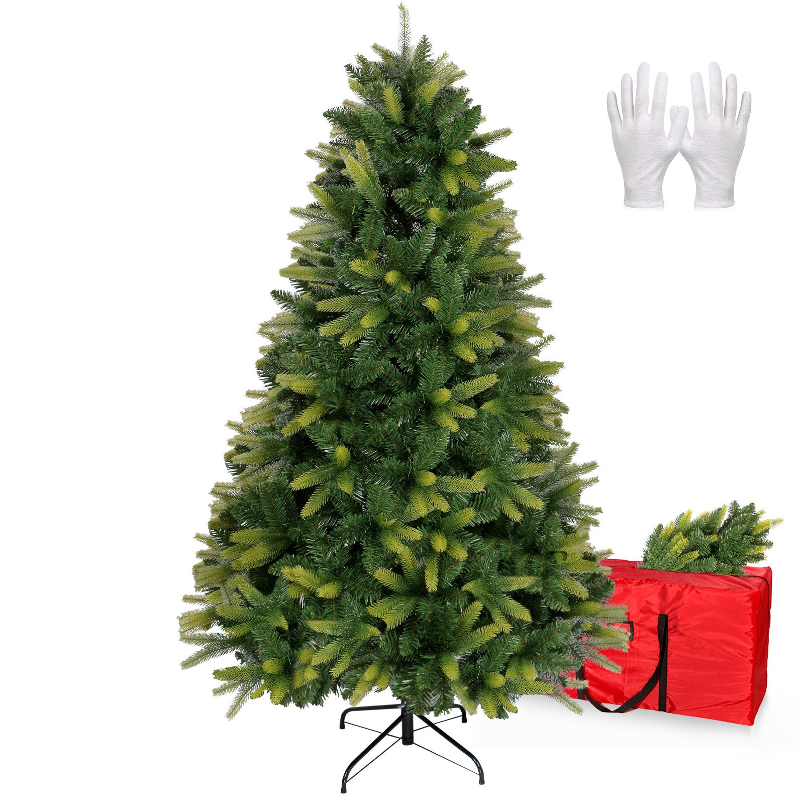OSTWOLKE Künstlicher Weihnachtsbaum 180cm Christbaum Christmas Tree Tannenbaum mit Aufbewahrungstasche, dichte Zweige, mit Metallständer