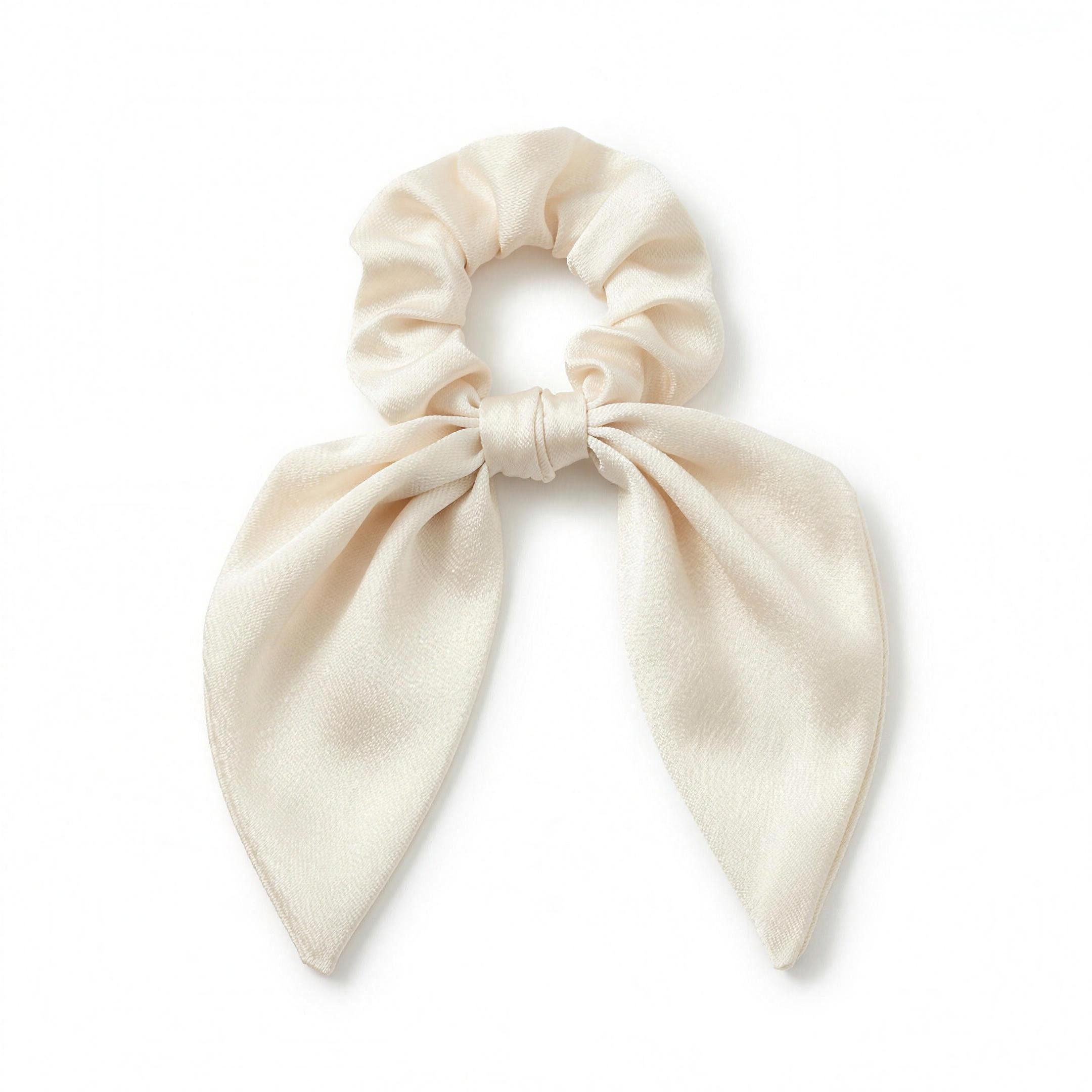 H-basics Haargummi Scrunchie mit abnehmbarem Schal Creme Vintage 12cm