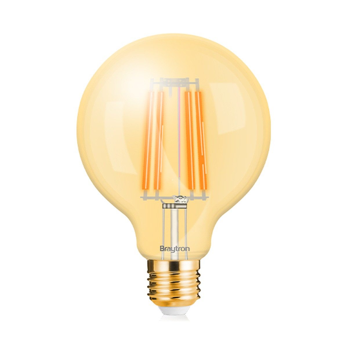 Braytron LED-Leuchtmittel LED E27 Filament Retro Vintage 6W G125 AMB 2200K Warmweiß Bir, E27, Warmweiß, Energieeffizient, Flimmerfrei, Langlebig