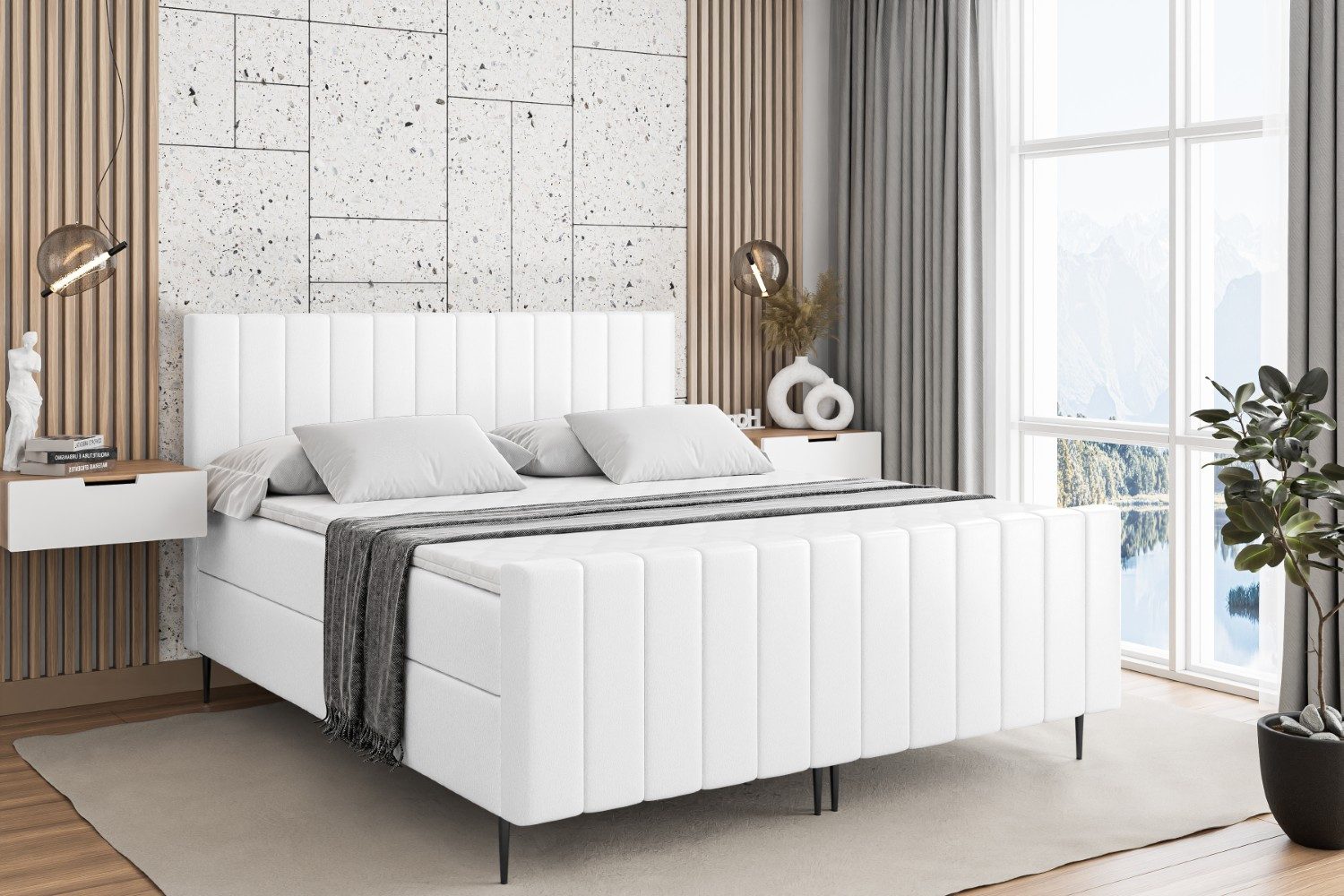 ALTDECOR Boxbett EDITA-F-Z (Multipocket-Matratze H4, H3 Matratze Bonellfederung, Topper, Kopfteil)