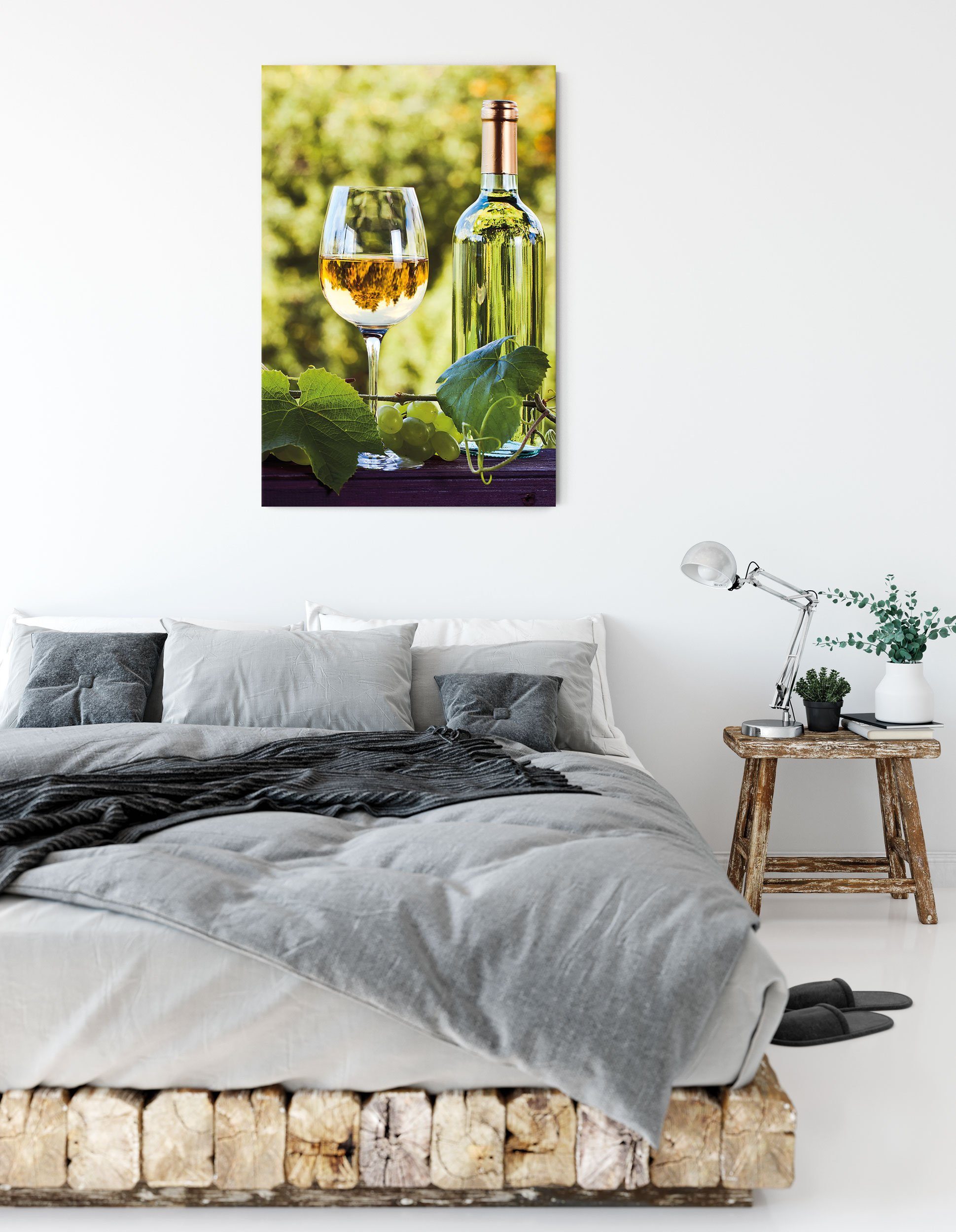 Pixxprint Leinwandbild Wein und Weintrauben, Wein und Weintrauben (1 St), Leinwandbild fertig bespannt, inkl. Zackenaufhänger