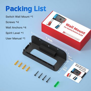 HYTIREBY Wandhalterung für Nintendo Switch und Switch OLED Zubehör Nintendo (4 Joy Con Haken, sichere Aufbewahrung der SwitchKonsole, Schwarz)