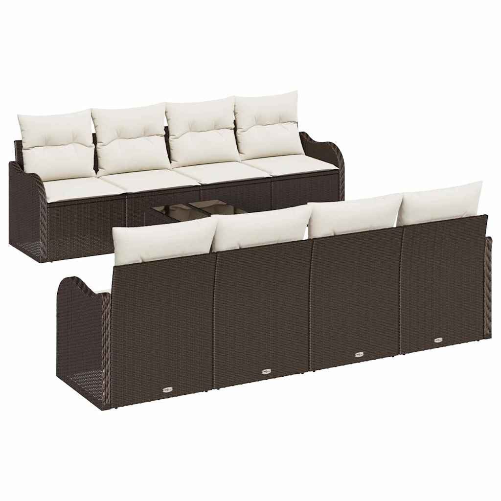 vidaXL Loungesofa Gartensofa-set Braun 55 x 55 x 37 cm Poly-Rattan, 9 Teile