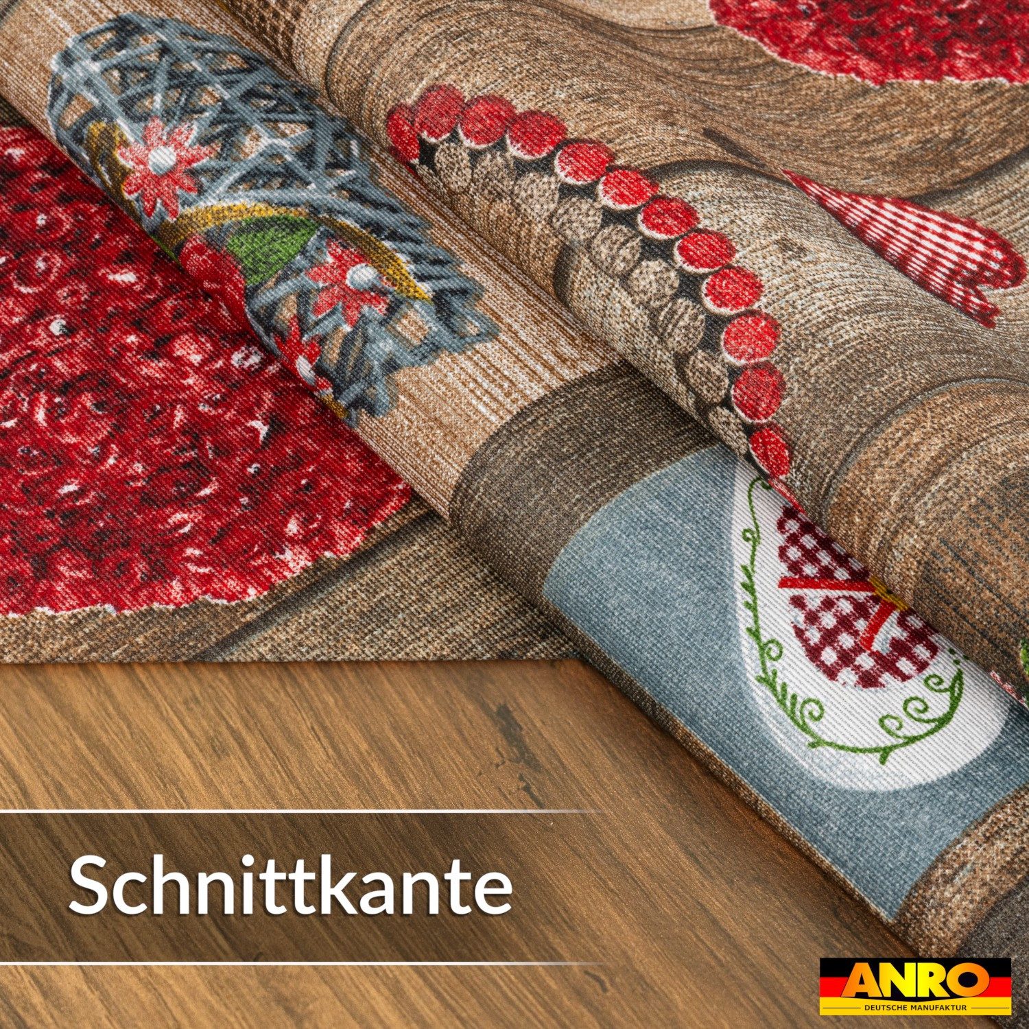 ANRO Tischdecke abwaschbar Baumwolloptik Trachtenherzen Braun wetterfest (Einzelstück 1-tlg, eine Tischdecke), Stofftischdecke schmutzabweisend 100x140cm Trachtenherzen Braun