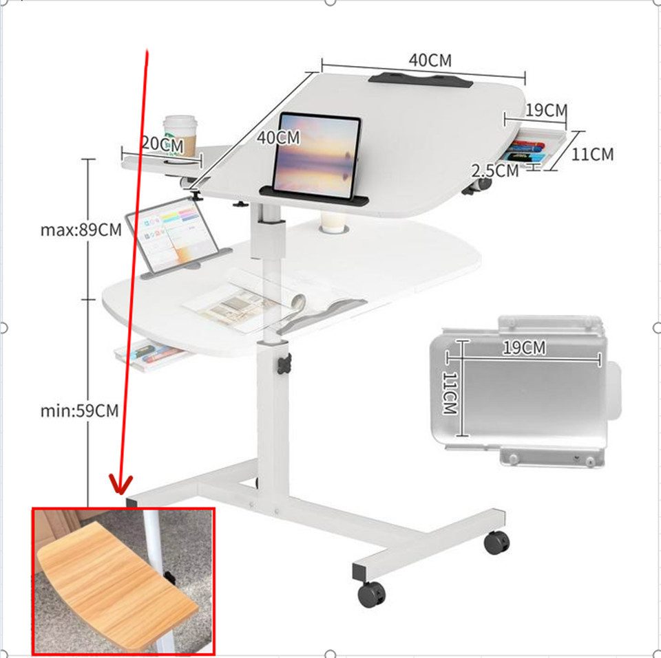 JEOBEST Computertisch Laptoptisch auf Rollen, Beistelltisch günstig online kaufen