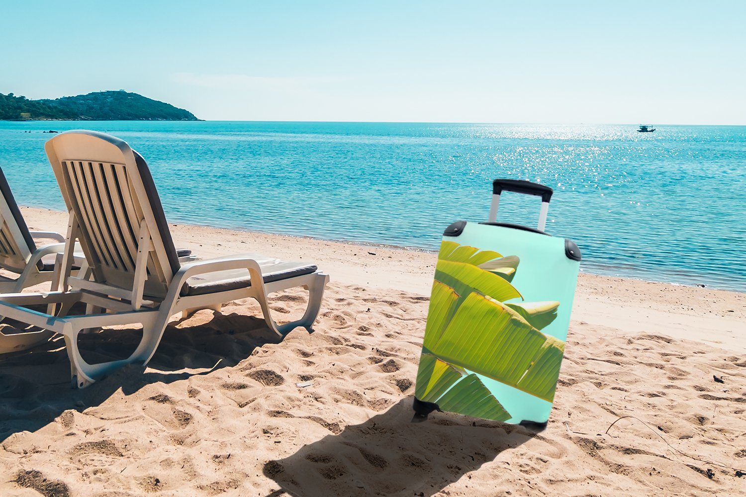 Tropisch Reisetasche MuchoWow 4 Blätter für Bananenblatt - - Handgepäckkoffer - Ferien, Rollen, Handgepäck Trolley, rollen, Reisekoffer mit Sommer,