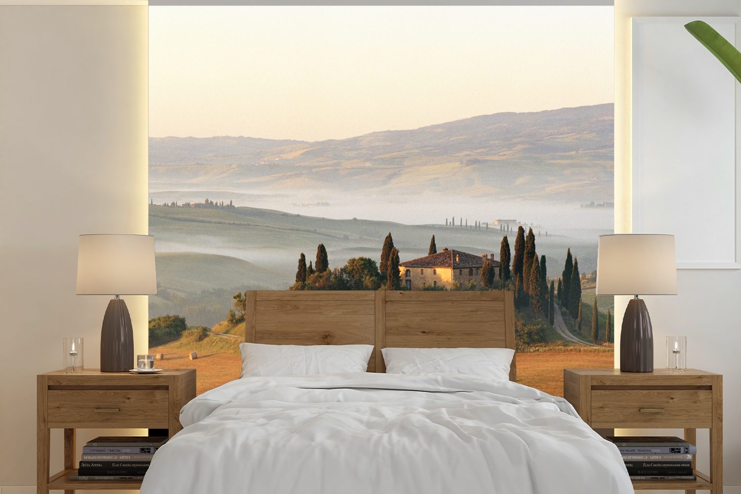 MuchoWow Fototapete Toskana - Landschaft - Italien, Matt, bedruckt, (5 St), Vinyl Tapete für Wohnzimmer oder Schlafzimmer, Wandtapete