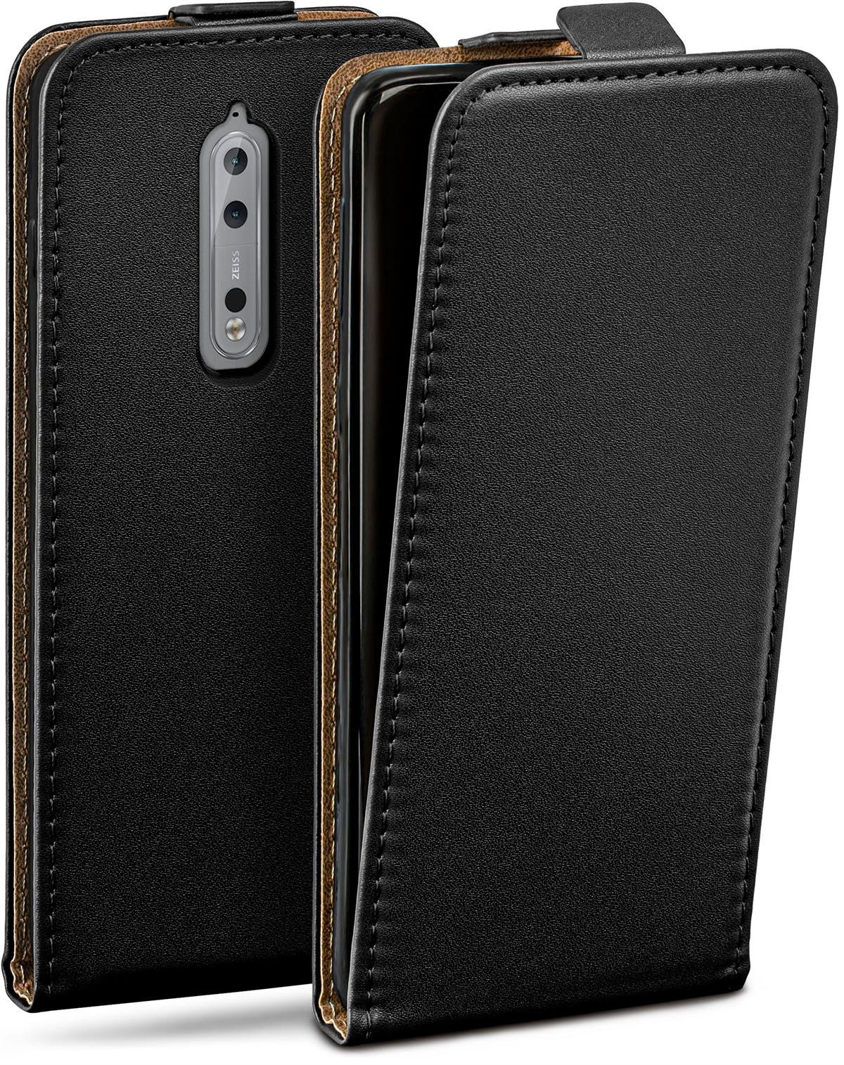 moex Handyhülle für Nokia 8 Hülle Klappbar Flip Case Schwarz 5,3 Zoll, 360 Grad Schutz Handytasche Leder Optik PU Lederhülle Cover Klapphülle