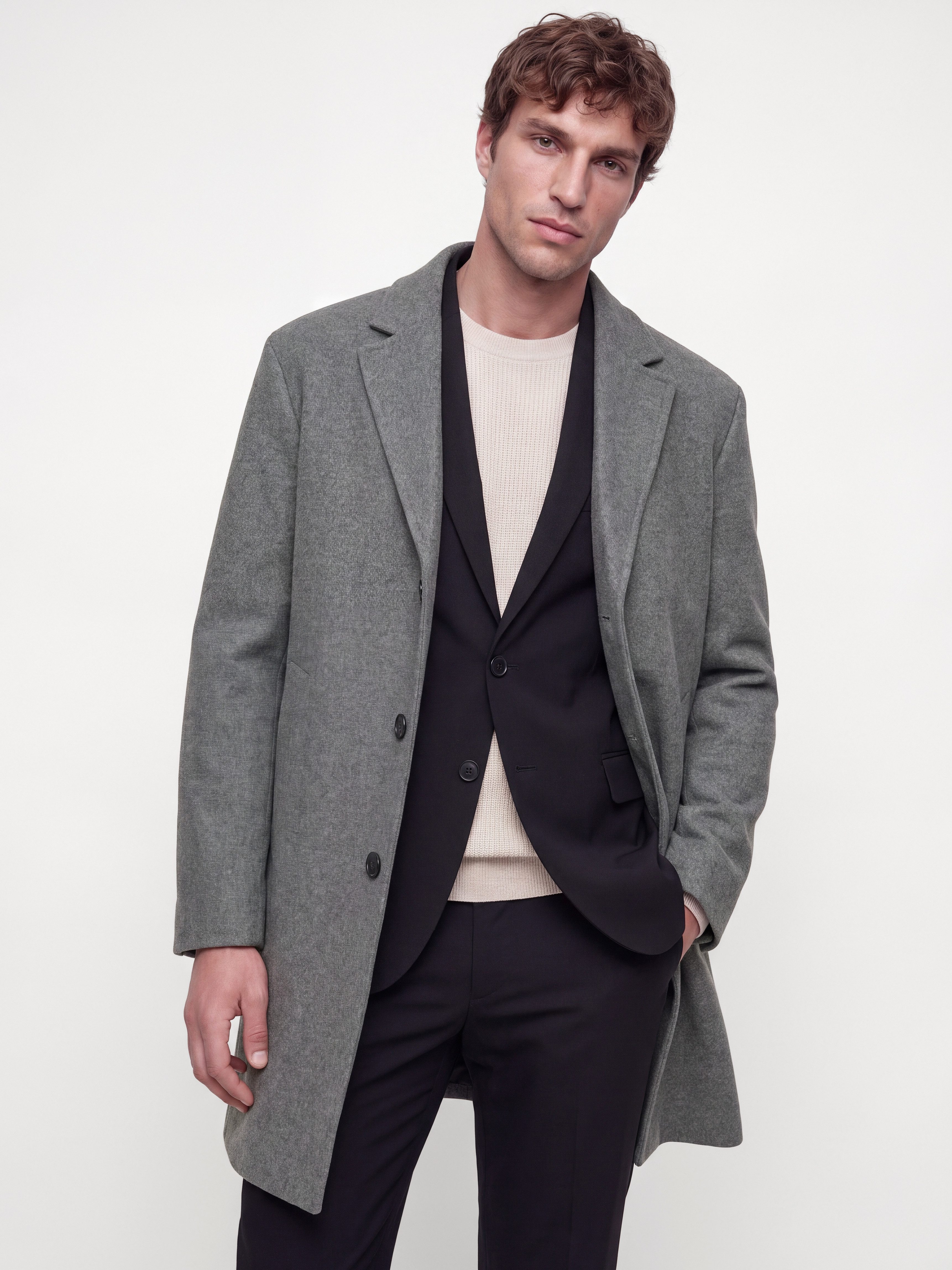 Jack & Jones Kurzmantel JJEJAMES COAT SN Kunstfaser, mit Reverskragen
