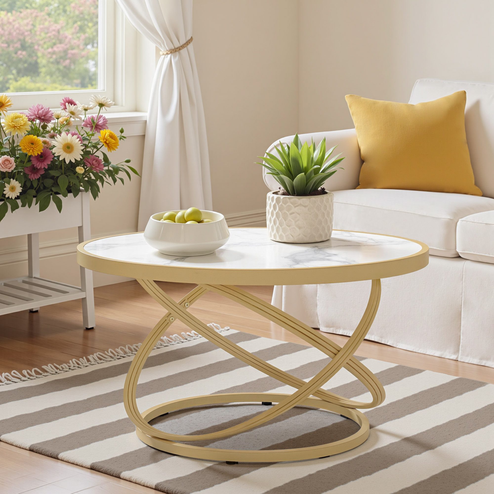 Barberpub Couchtisch BarberPub Couchtisch Rund Holz, Sofatisch Beistelltisc günstig online kaufen