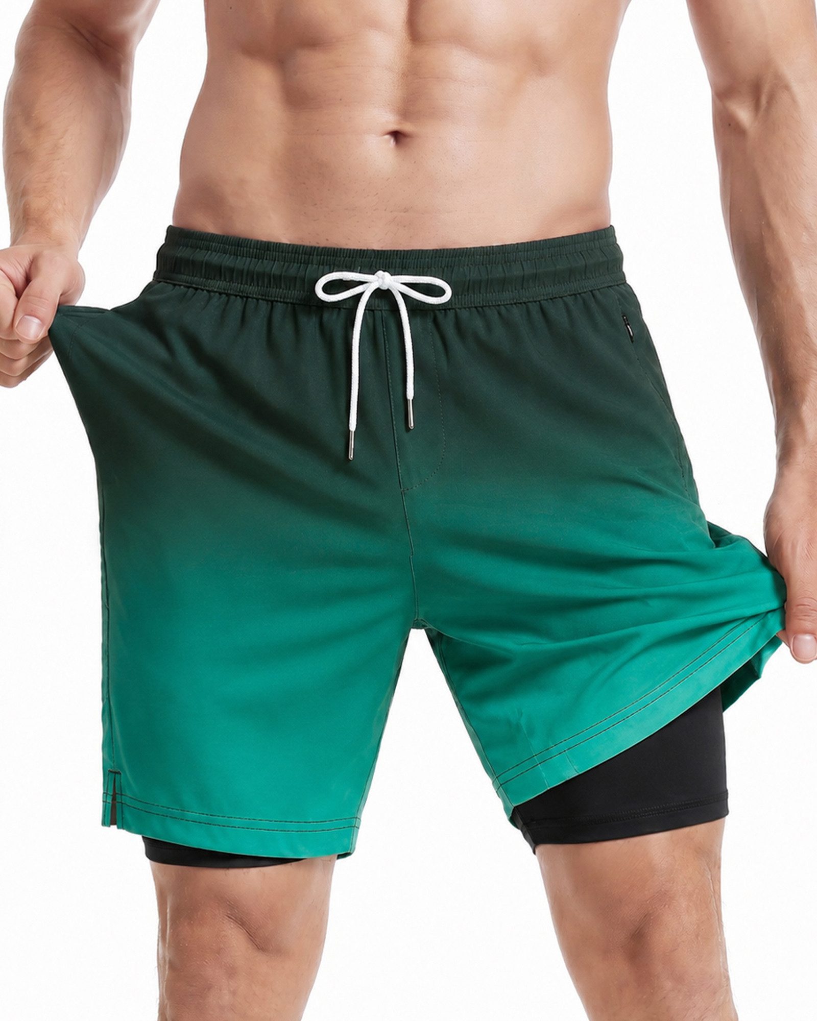 MaaMgic Shorts Herren Elastan kurze Hose 2-in-1 Badehose schnelltrocknend Sporthose (1-tlg)
