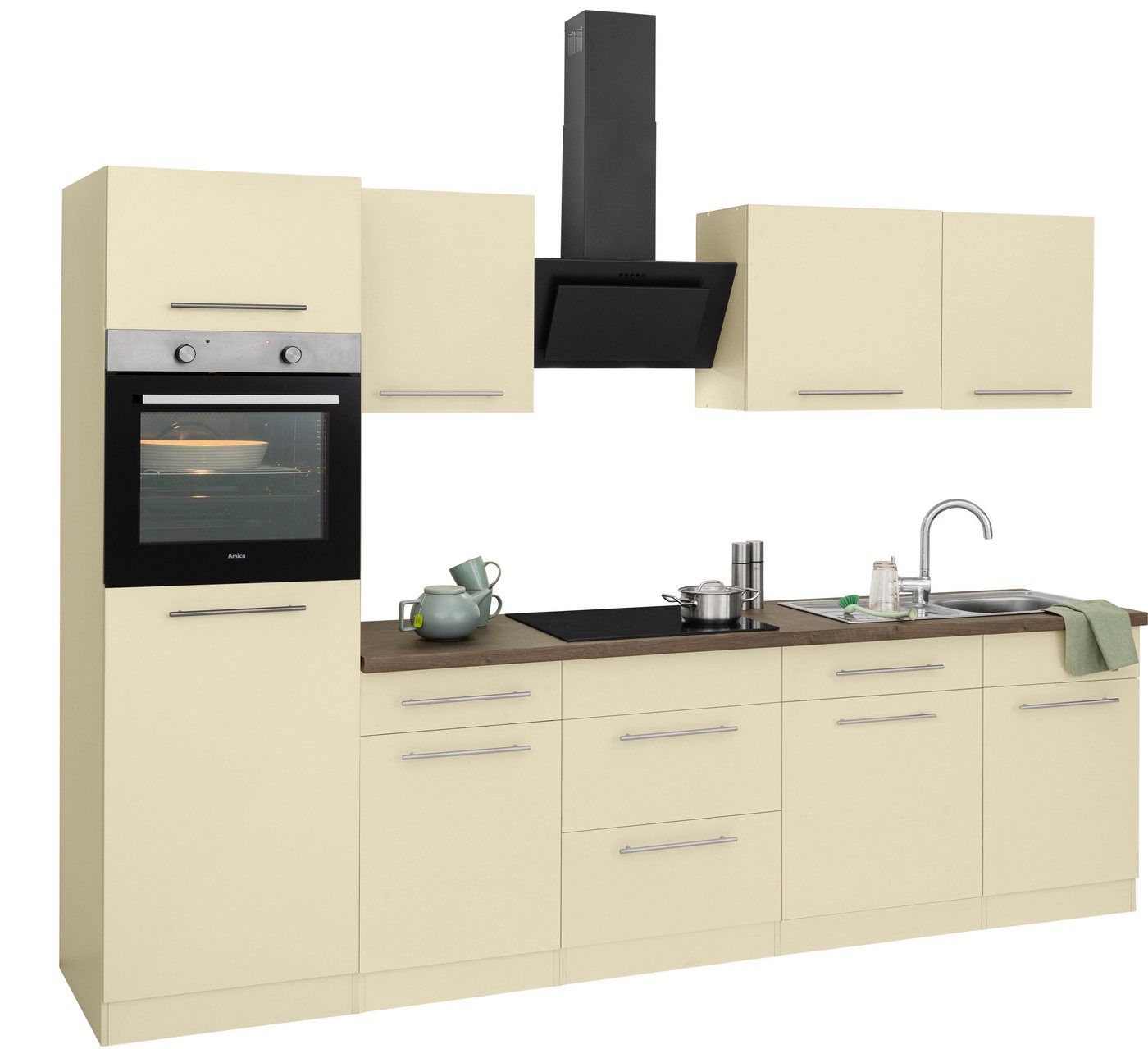 wiho Küchen Küchenzeile Unna, ohne E-Geräte, Breite 280 cm gelb