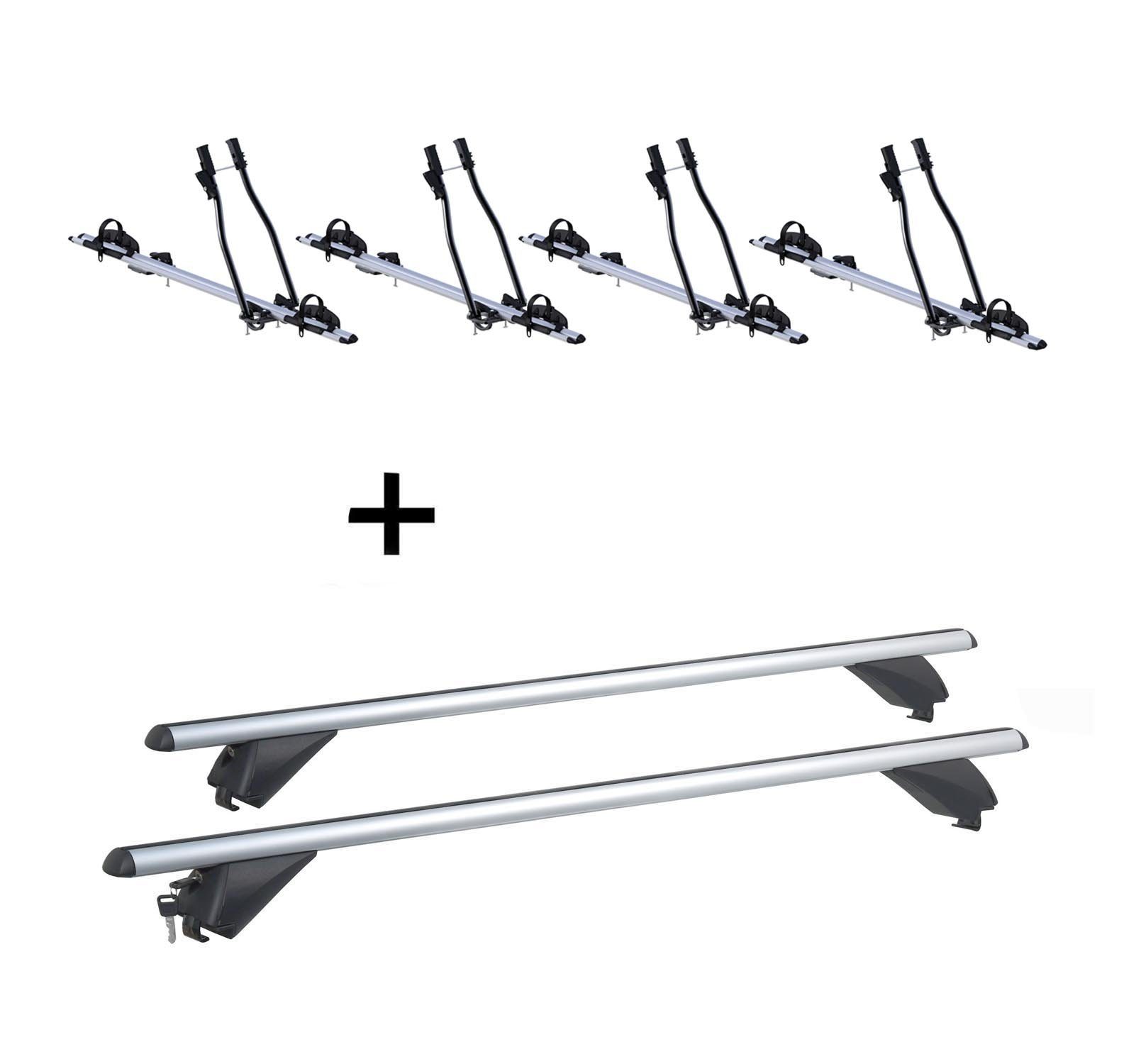 VDP Dachträger, 4x Fahrradträger SAGITTAR + Alu Dachträger RB003 kompatibel mit Opel Mokka  Mokka X (5Türer) ab 2013