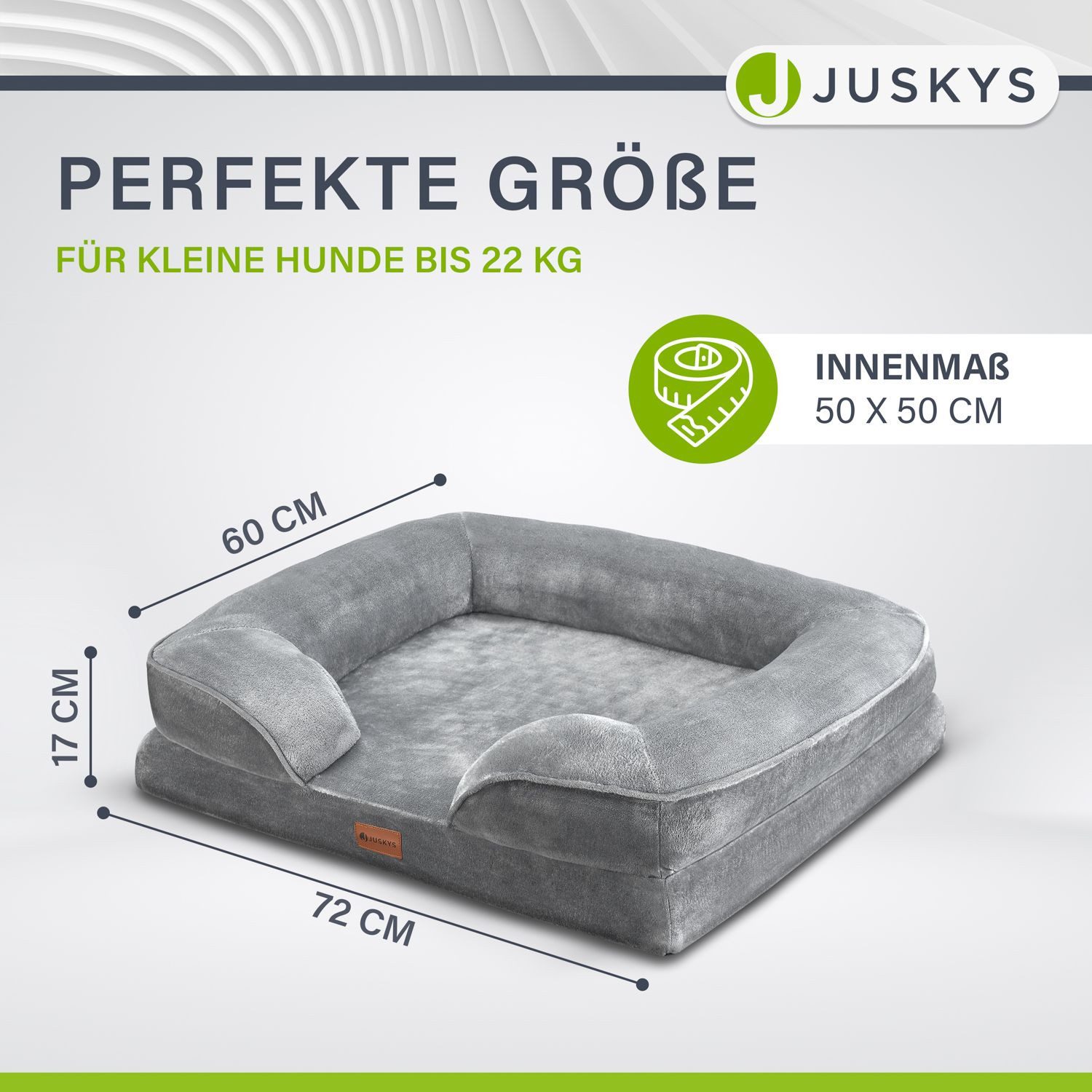 Juskys Tierbett Sheena, Stoff, Flanell (100 % Polyester), orthopädisch, waschbar und rutschfest, gepolsterter Rand
