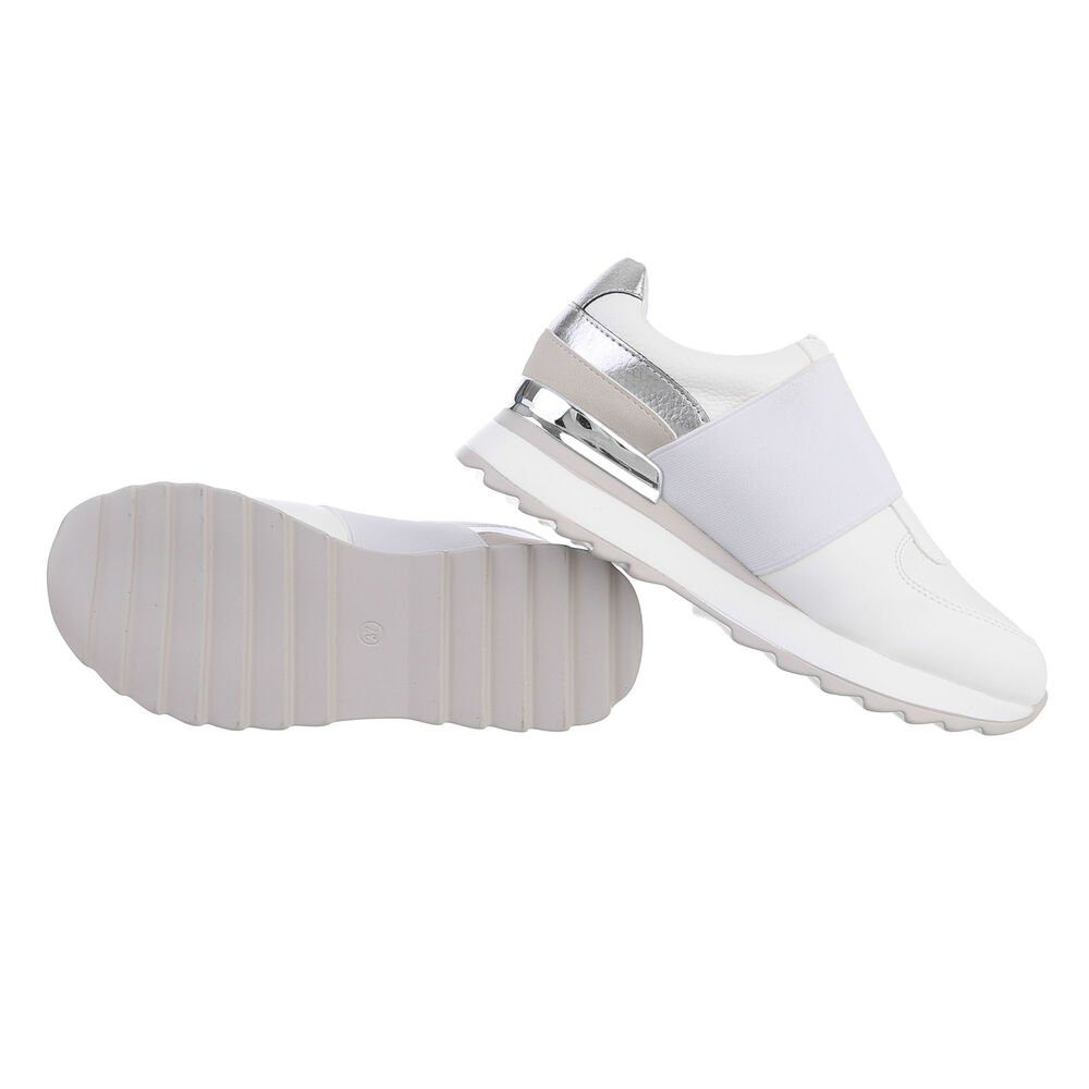 Ital-Design Damen Low-Top Freizeit Sneaker Keilabsatz/Wedge Sneakers Low in Weiß