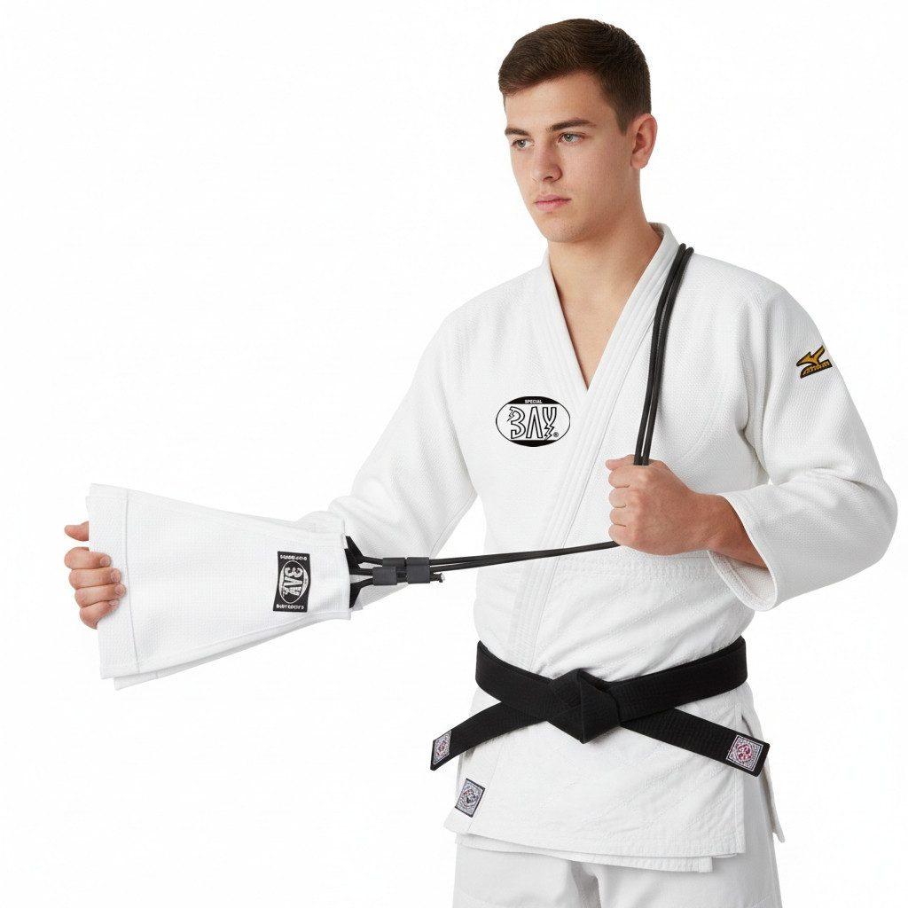 BAY-Sports Expander Uchi Komi WEISS Elastikband Grifftraining Zugseil Anzugstoff Judo MMA, Griffkraft Training Judo MMA Krav Maga Ju Jutsu Jiu Jitsu Grappling