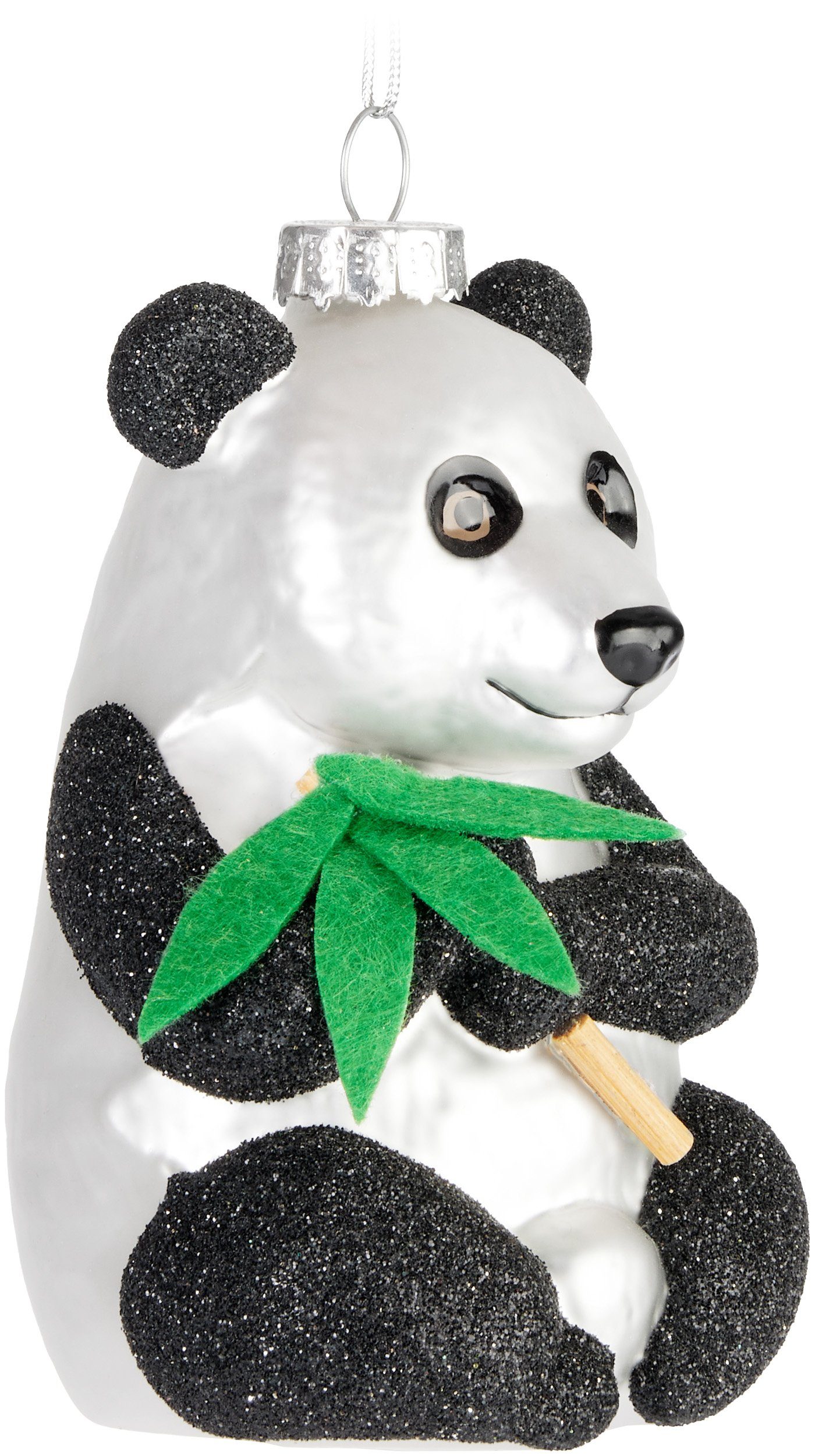 BRUBAKER Weihnachtsbaumkugel Pandabär mit Bambus - Panda Weihnachtskugel aus Glas - Handbemalt (1 St), Christbaumschmuck Lustig - Figur Weihnachtsdeko