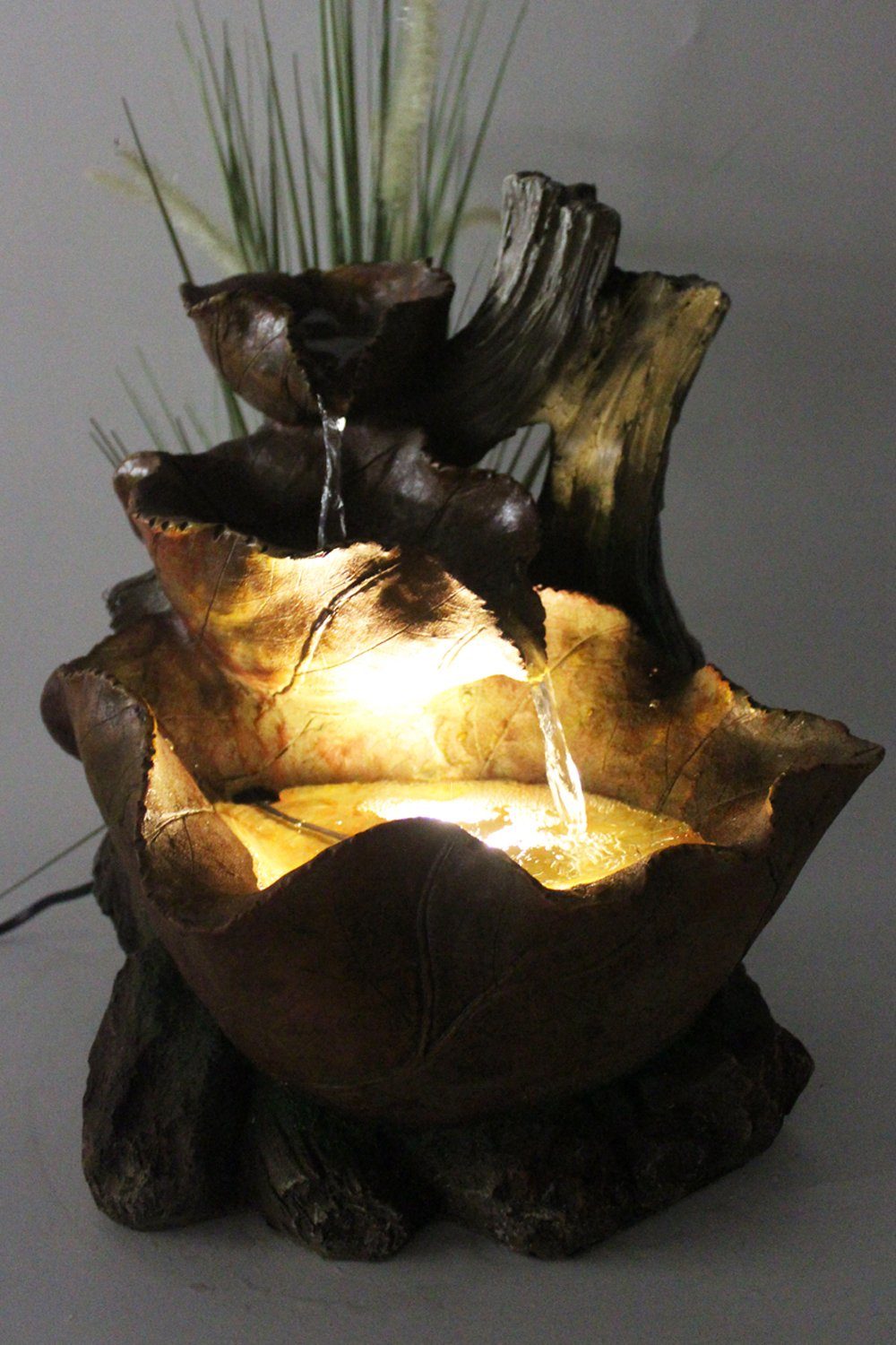 Arnusa Zimmerbrunnen Herbstlaub Gartenbrunnen BK853, mit LED Beleuchtung für den Innen und Außenbereich