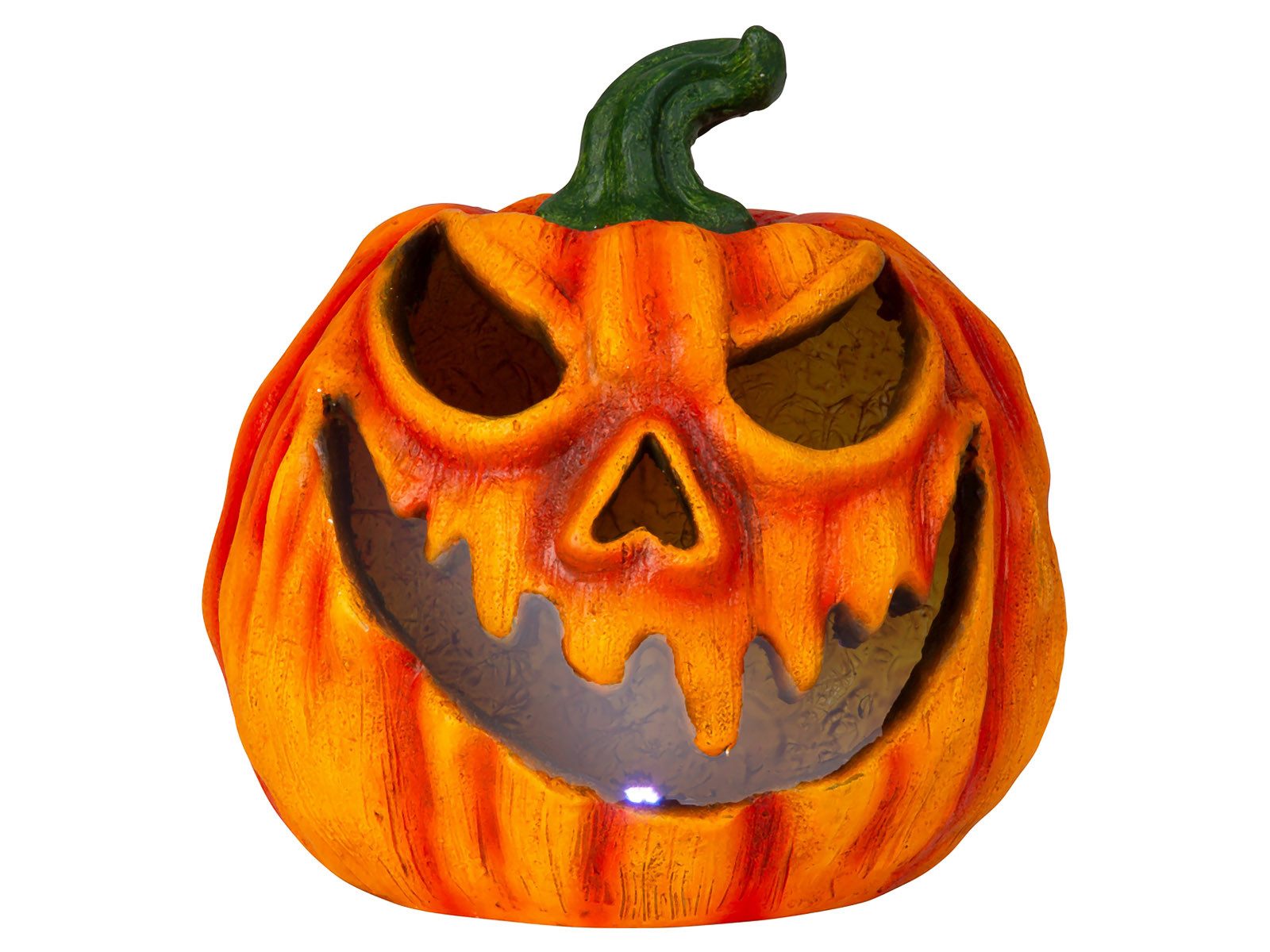 Mel-O-Design Dekofigur 1623 Halloweenkürbis mit gruseligen Gesicht & LED-Licht (Stück, 1 St., 1), Gruselig