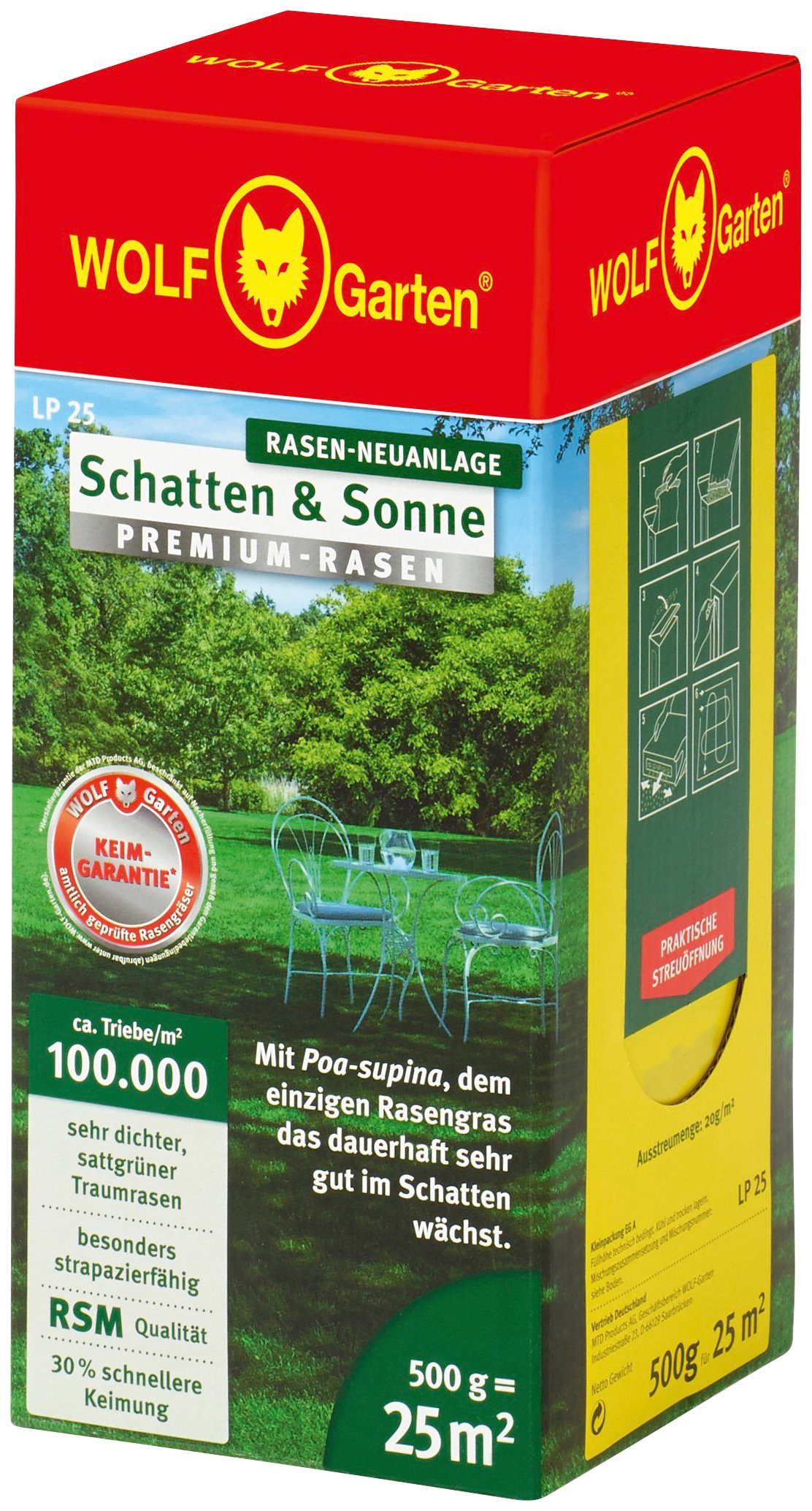 WOLFGarten Rasensamen »LP 25 PREMIUM Schatten und Sonne«, 0,5 kg
