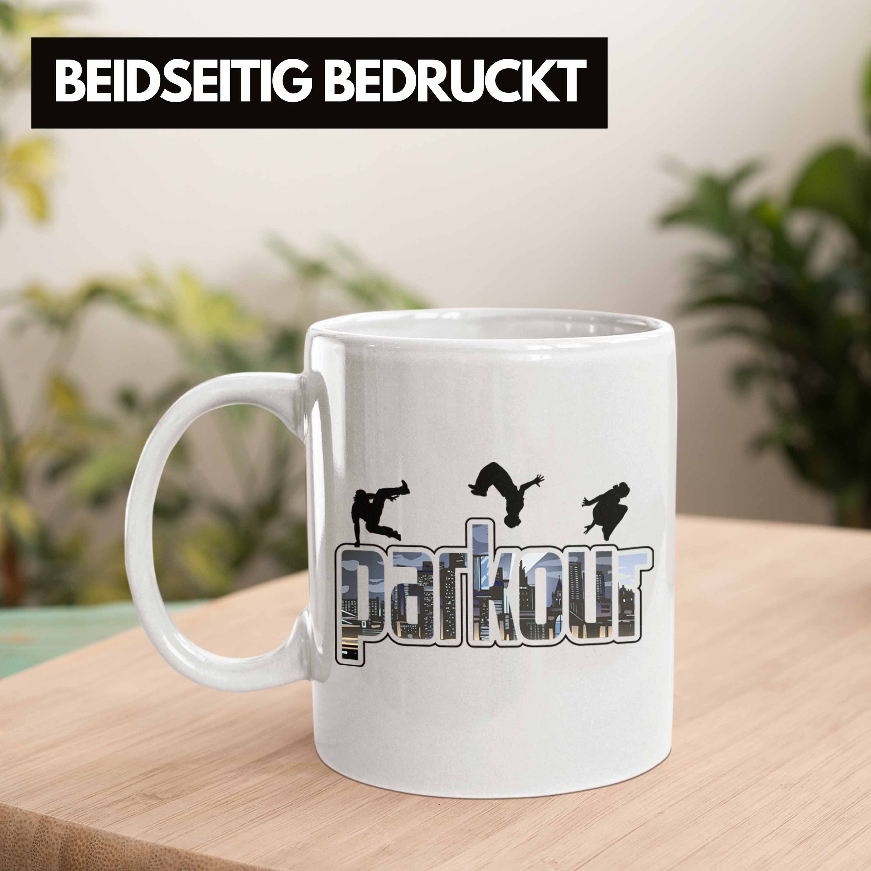 Sports Weiss für Urbanen Tasse Sportler für Parkour Tasse Freerunnin Trendation Fans Geschenk