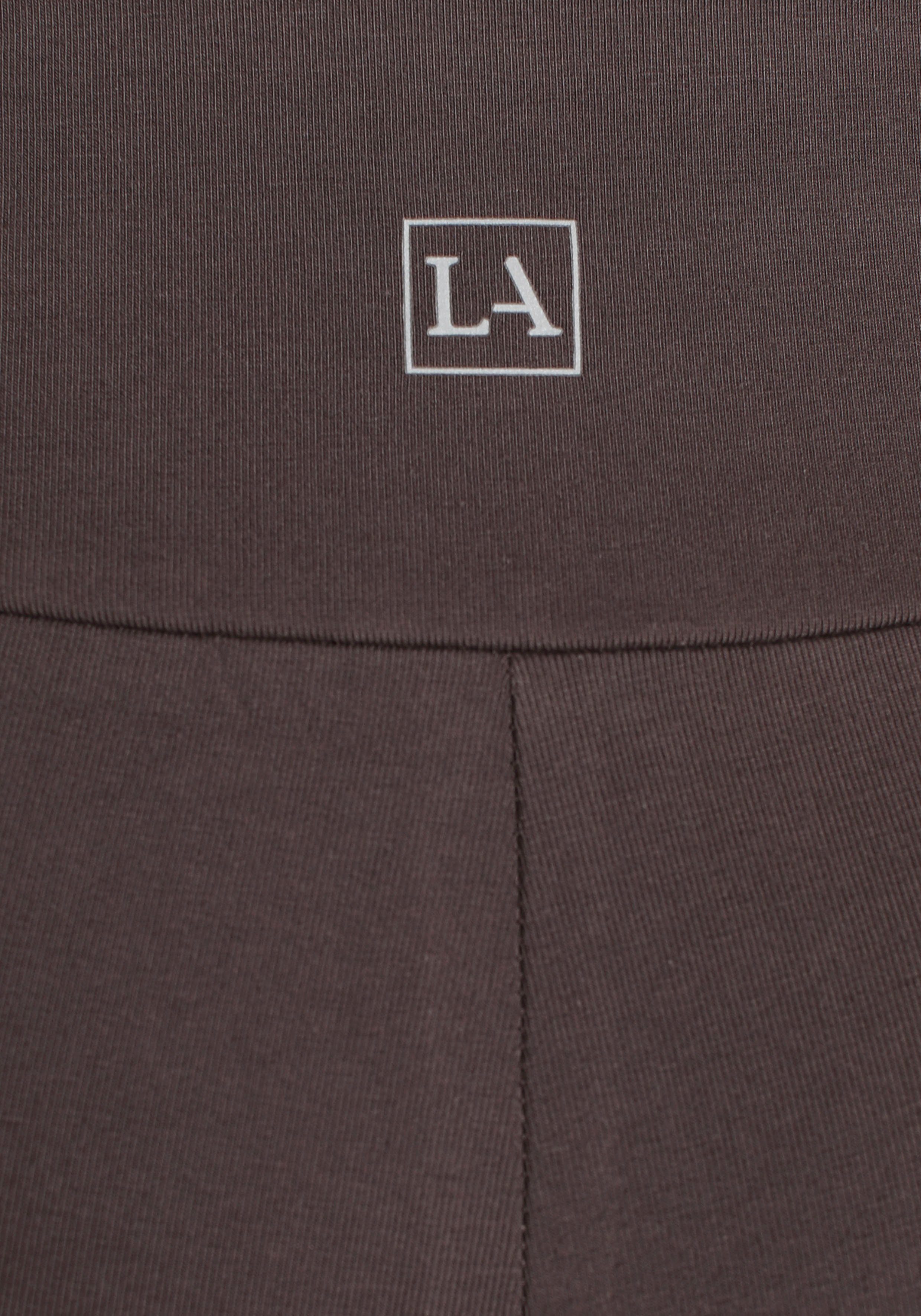 LASCANA Shorts braun Bündchen Logodruck mit und breitem