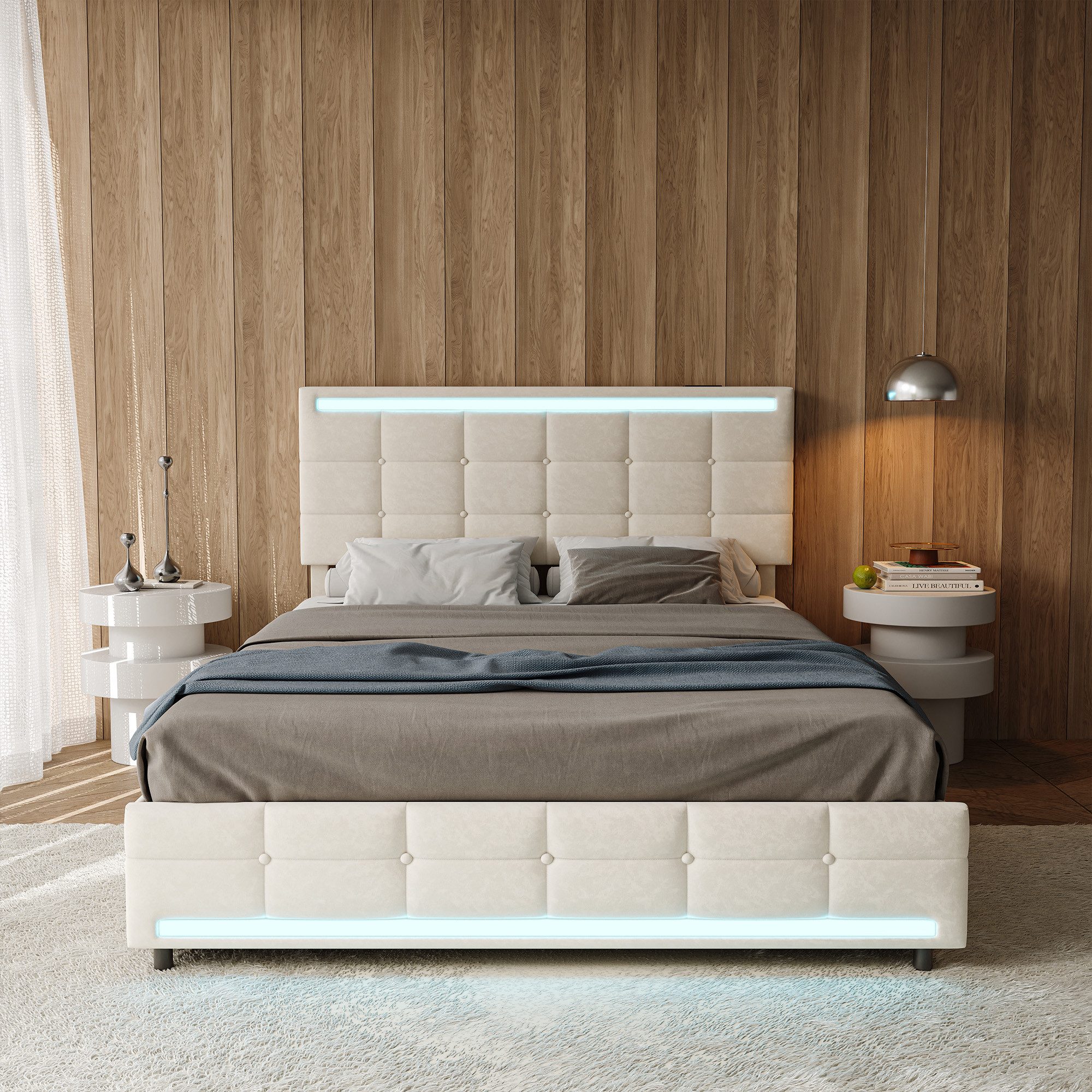 PXloue Polsterbett LED Doppelbett (Geeignet für günstig online kaufen