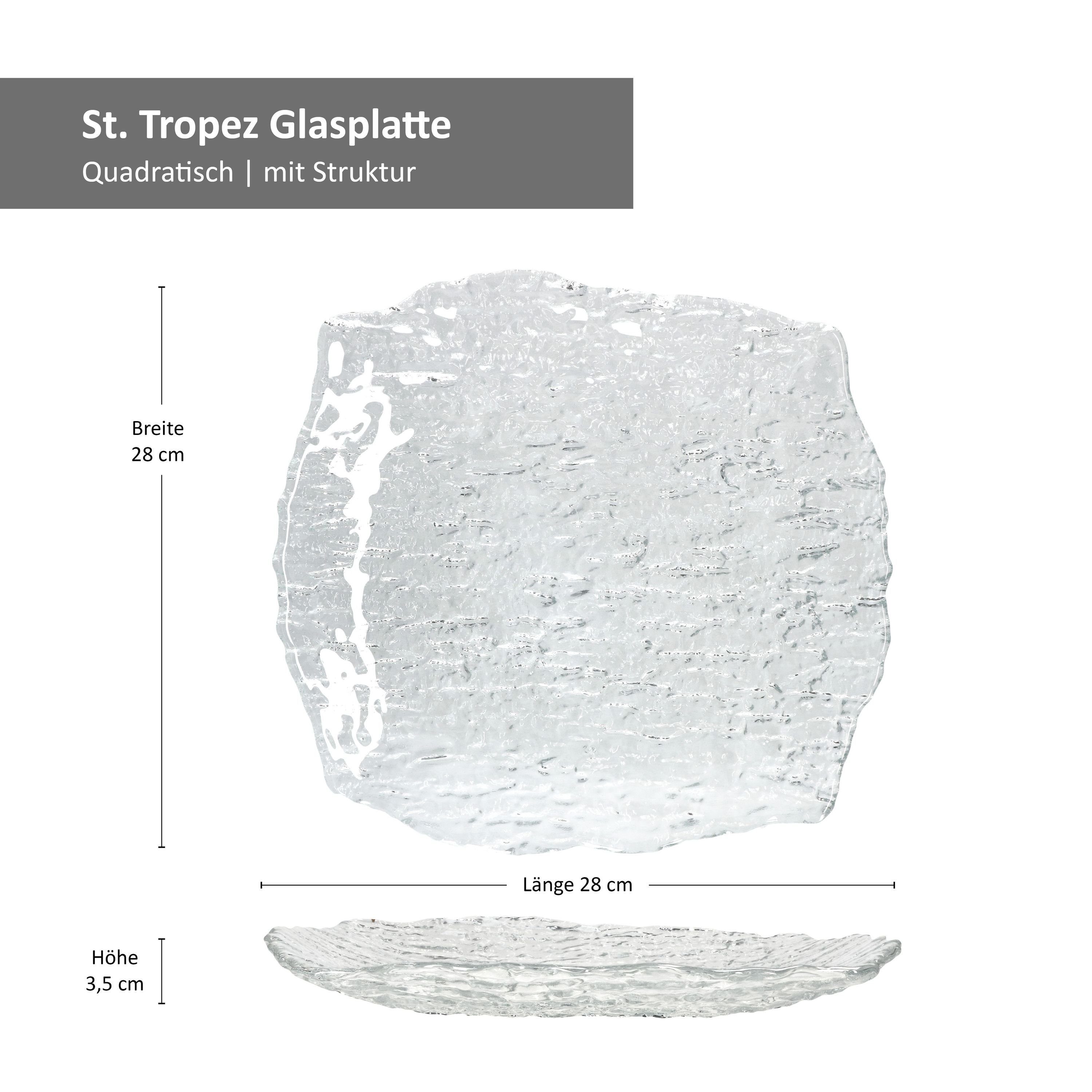 28,0 quadratisch Glas Set St. van Well Servierplatte 2er Tropez cm, x Servierplatte 28,0 Glas