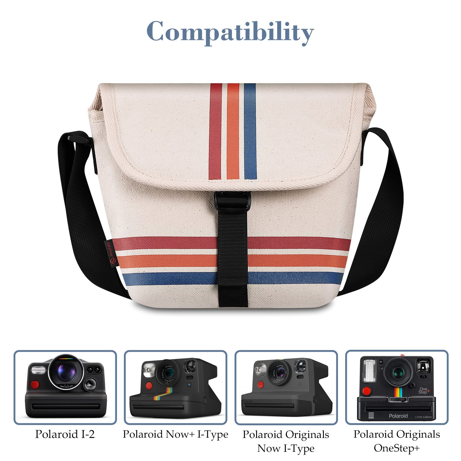 Fintie Kameratasche für Polaroid Now/Now+ Gen 2 I-Type, Originals OneStep+/Onestep 2 VF, Segeltuch Kameratasche Hülle mit Verstellbar Riemen und Innentasche
