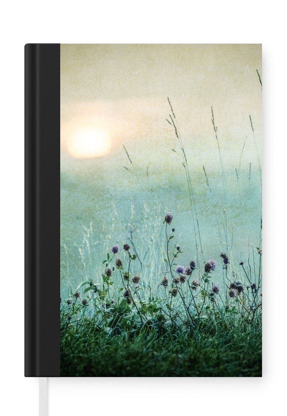 MuchoWow Notizbuch Natur - Vintage - Blumen - Sonne, Journal, Merkzettel, Tagebuch, Notizheft, A5, 98 Seiten, Haushaltsbuch