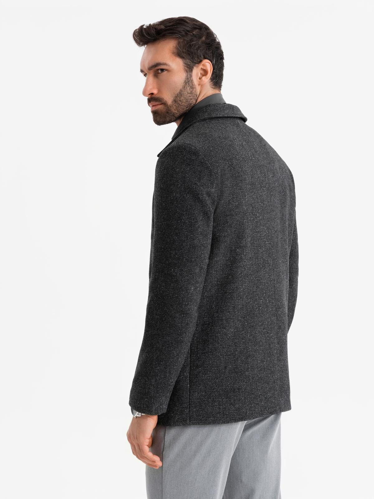 OMBRE Wintermantel Kurzer zweireihiger Herrenmantel mit Wollanteil