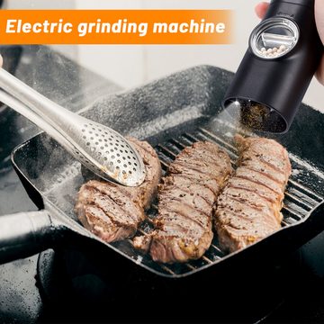 BlingBin Salz-/Pfeffermühle Elektrische Salz und Pfeffermühlen Set Batteriebetrieben elektrisch, (2 Stück), Automatisches Mahlen mit LED-Licht für BBQ Restaurant Küche