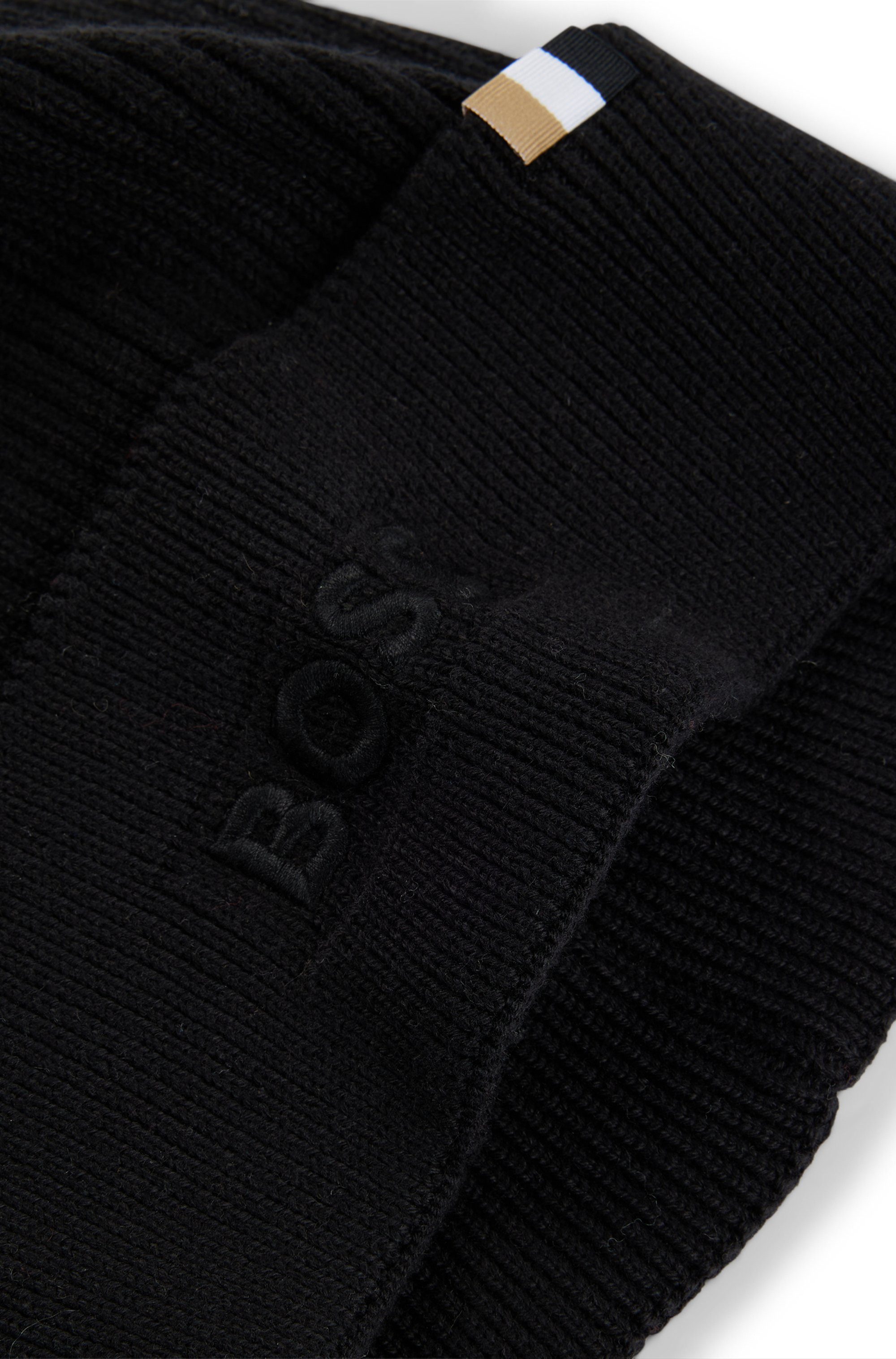 BOSS Strickmütze Magico R Hat mit tonaler Logostickerei, unisex