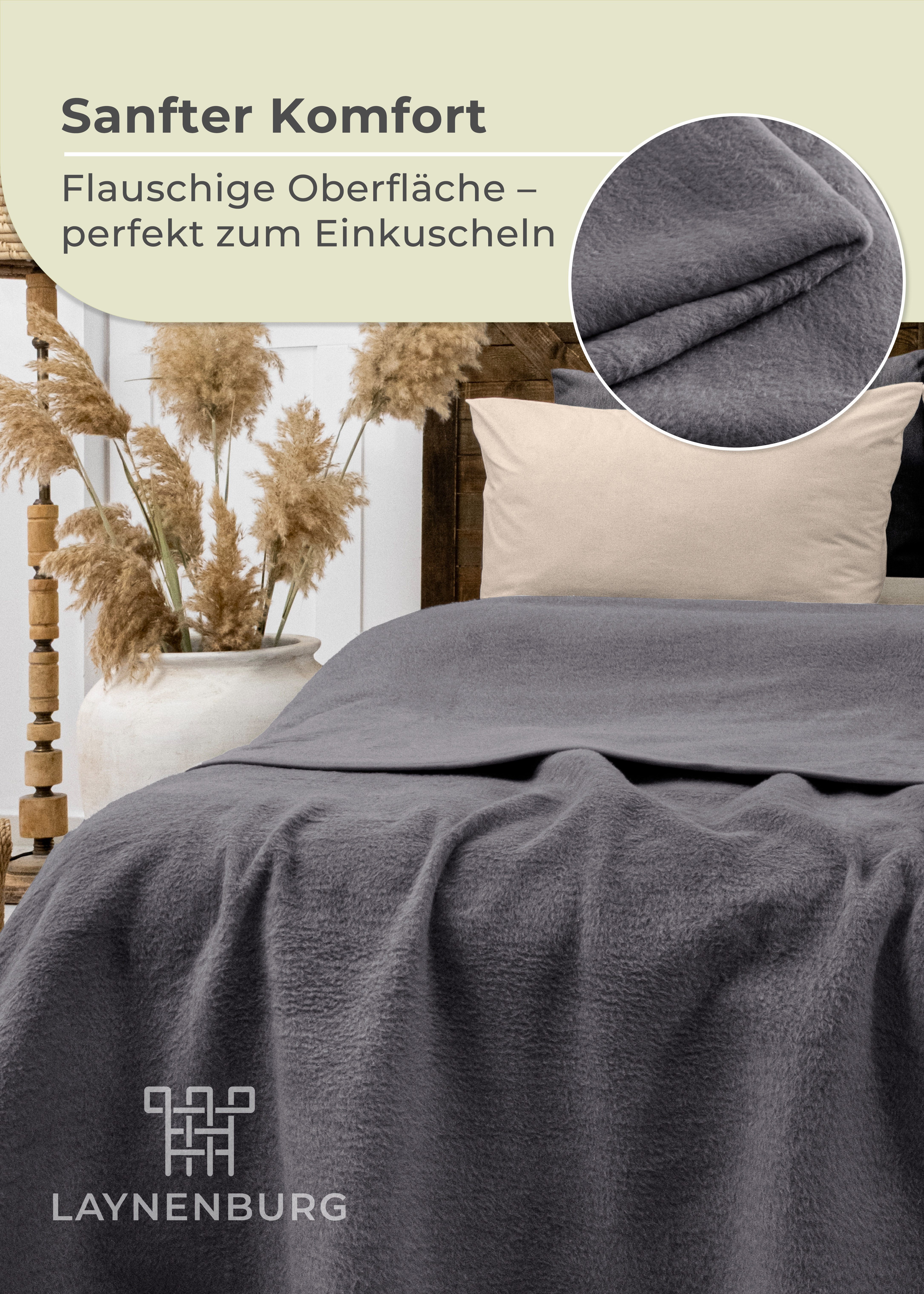 Wohndecke Wohndecke aus Baumwolle - Kuscheldecke, Baumwolldecke -, Laynenburg, Decke als Sofa-decke, Couchdecke, Wolldecke aus Baumwollmix – Bild 4 von 5