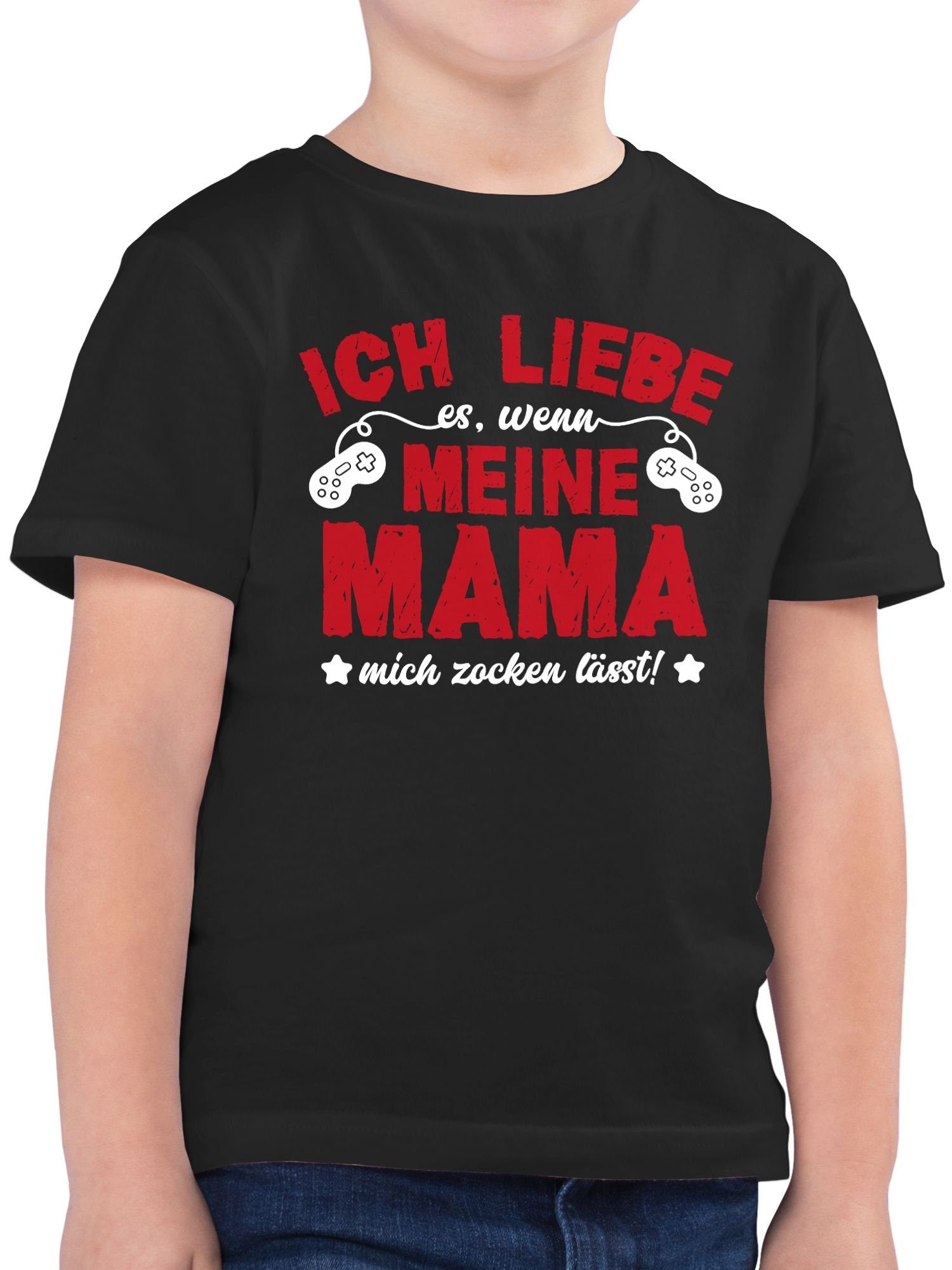 Shirtracer T-Shirt Ich liebe meine Mama - weiß/rot Statement Sprüche Kinder 1 Schwarz