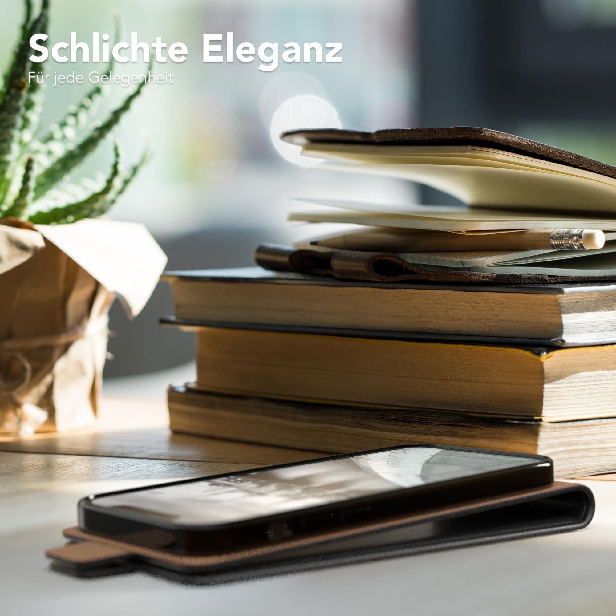 EAZY CASE Handyhülle Flipcase für Apple iPhone 12 / iPhone 12 Pro 6,1 Zoll, Tasche Klapphülle Handytasche zum Aufklappen Etui Kunstleder Schwarz