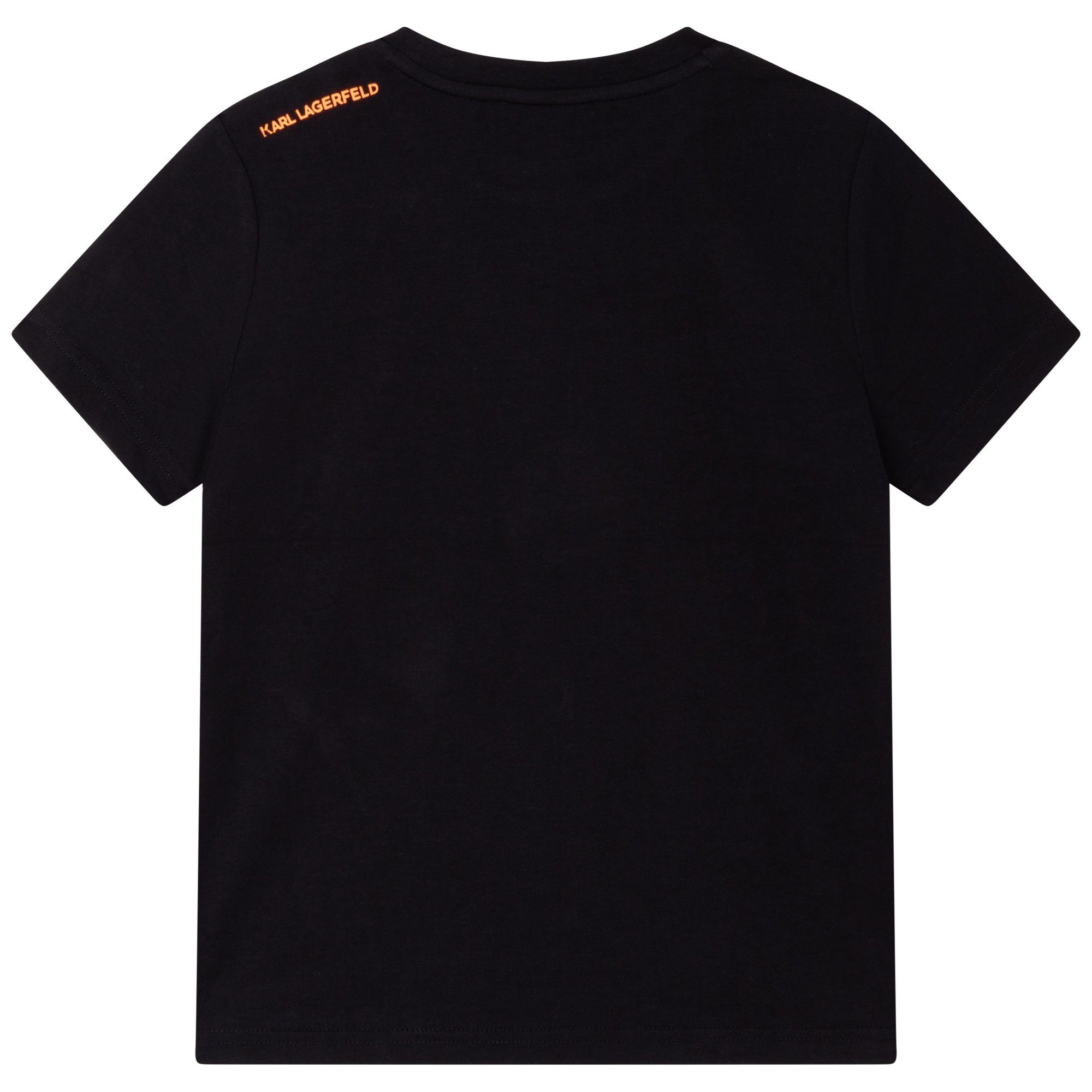 KARL LAGERFELD Umhängetasche Karl Lagerfeld KIDS T-Shirt schwarz mit Katze Choupette Print orange